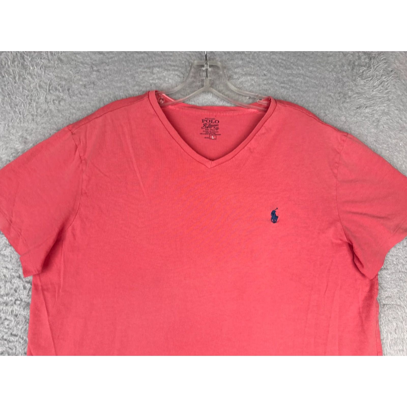 Ralph Lauren VINTAGE Polo Ralph Lauren Shirt Men Large Pink Short Sleeve V-Neck 100% Cotton READ Size US L / EU 52-54 / 3 - 4 Thumbnail