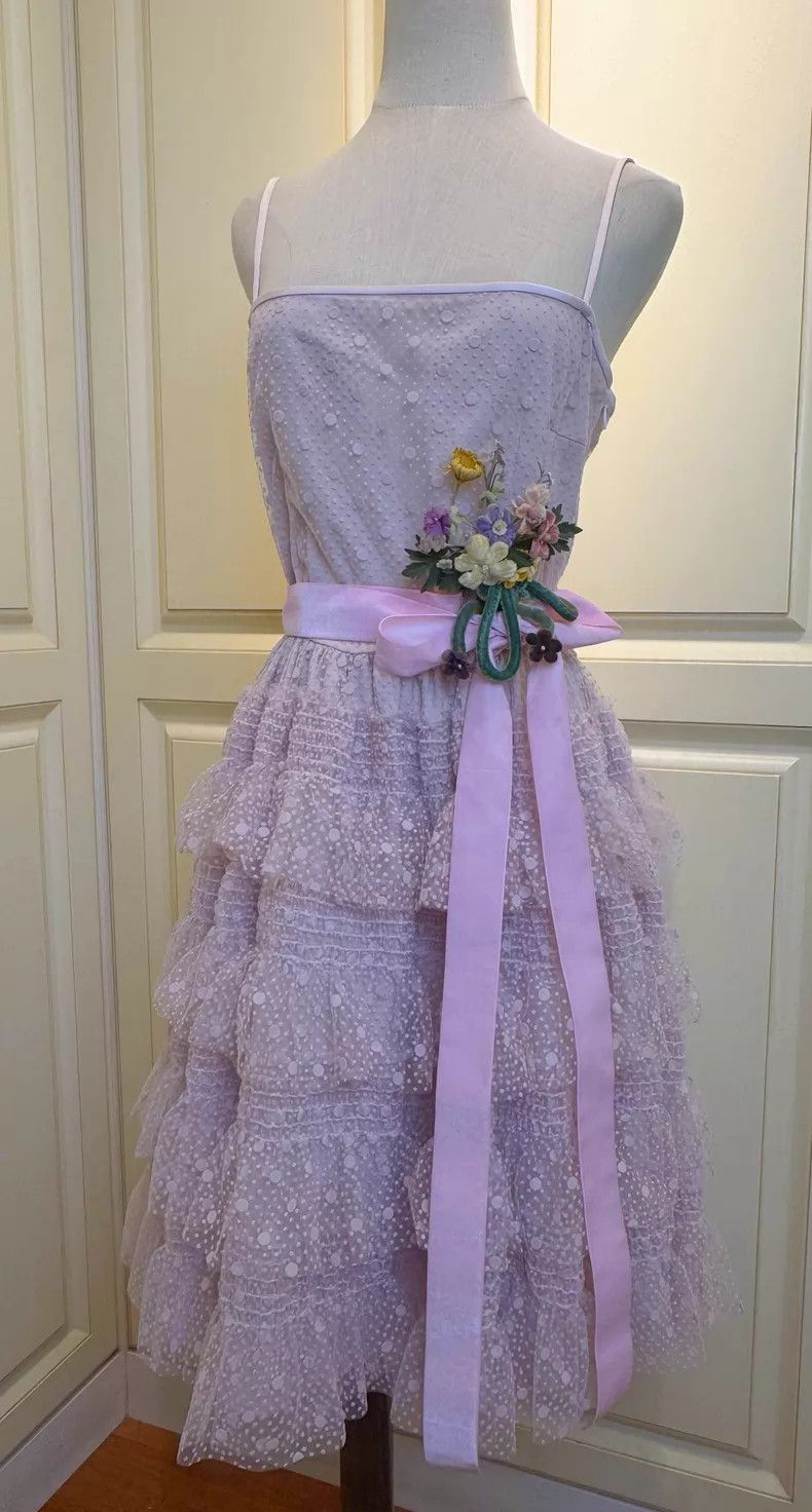 Valentino Valentino Lace flocked pink multi-layered princess dress Size M / US 6-8 / IT 42-44 - 3 Thumbnail