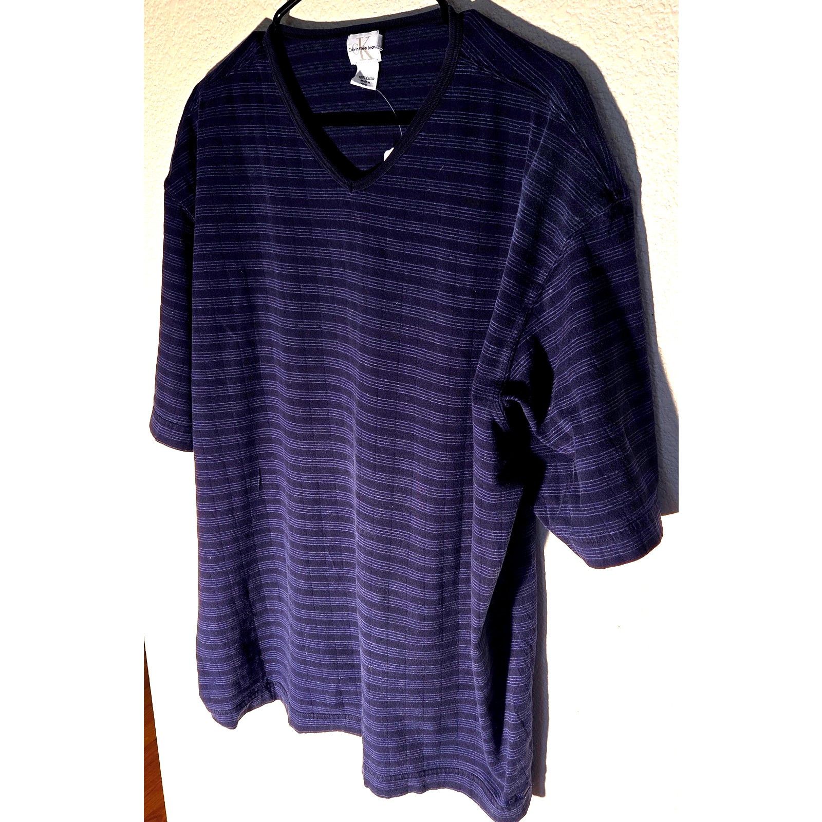 Calvin Klein Calvin Klein Blue Striped Quarter Sleeve Shirt - XL Size US XL / EU 56 / 4 - 4 Thumbnail