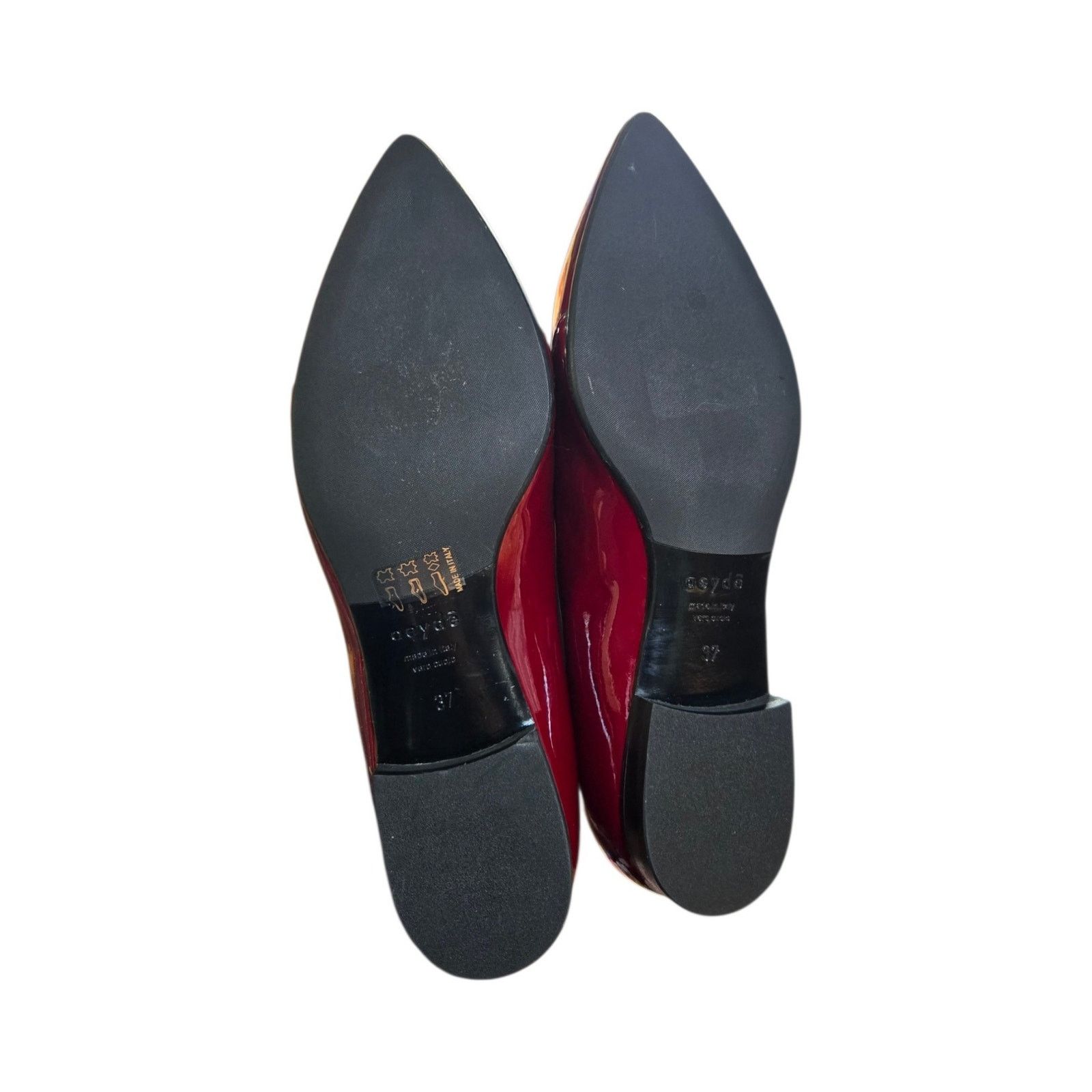aeyde Aeyde Red Pointed Toe Patent Leather Minimalist Ballet Flats Size US 6 / IT 36 - 6 Thumbnail
