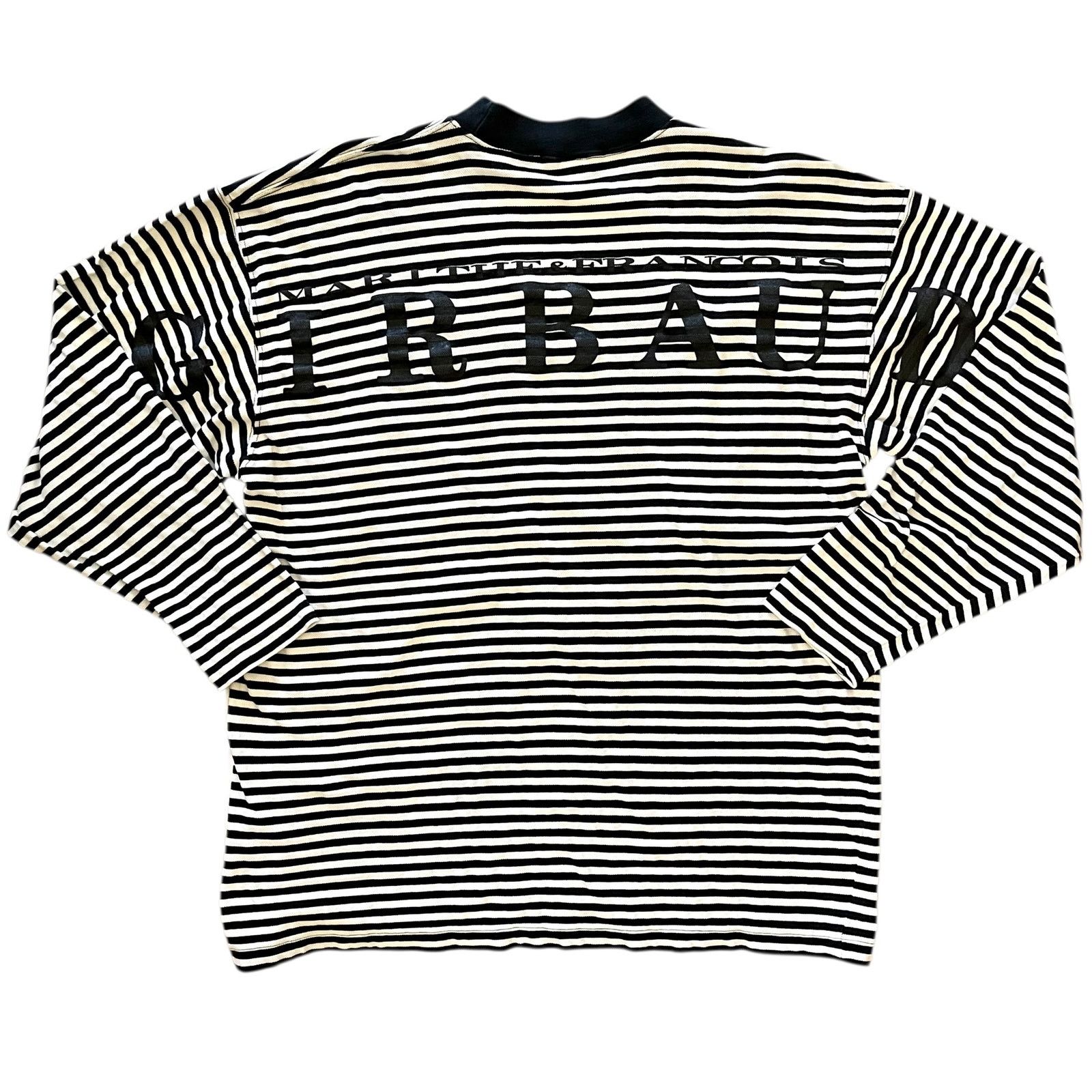 Marithe + Francois Girbaud × Vintage 1990s Marithe Francois Girbaud Black White Stripe Knit Top Size US L / EU 52-54 / 3 - 1 Thumbnail