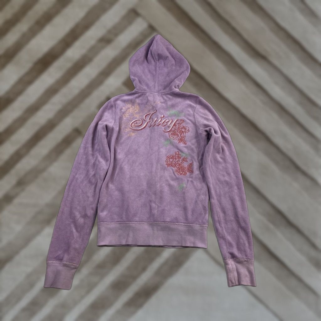 Juicy Couture VINTAGE Juicy Couture Hoodie Womens Petite P Purple 90s Y2K Terry Velour Full Zip Sweatshirt - No rips or tears Size S / US 4 / IT 40 - 1 Thumbnail