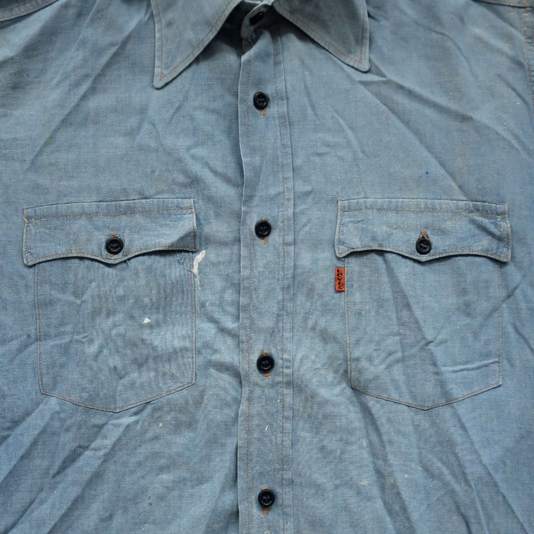 Levi's Vintage Levis Western Shirt M Light Blue 70s Orange Tab - Pre-owned Patina Mens Size US M / EU 48-50 / 2 - 4 Thumbnail