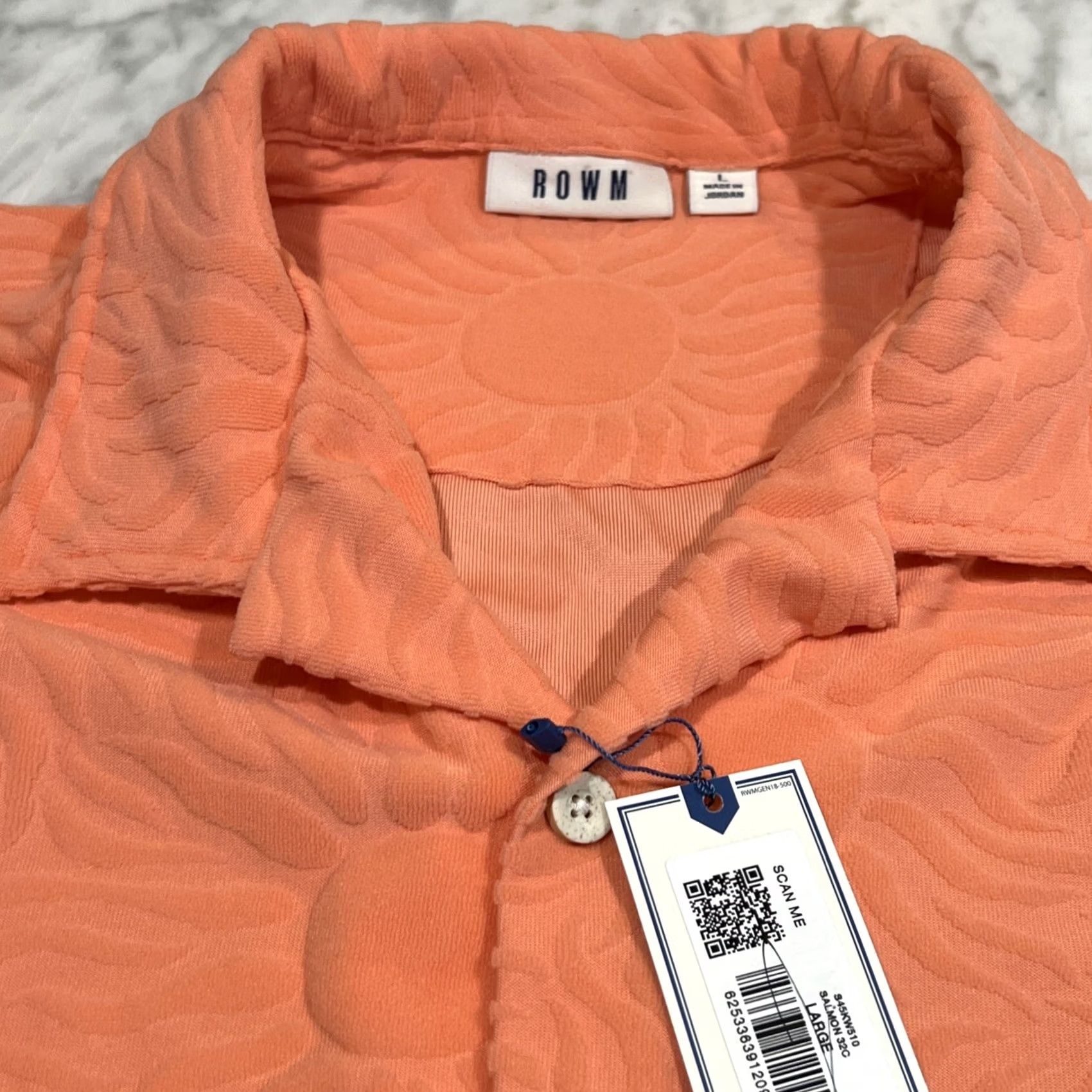 Vintage ROWM Button Up Shirt Men’s Large Short Sleeve Soft Textured Suns Salmon NWT Size US L / EU 52-54 / 3 - 3 Thumbnail