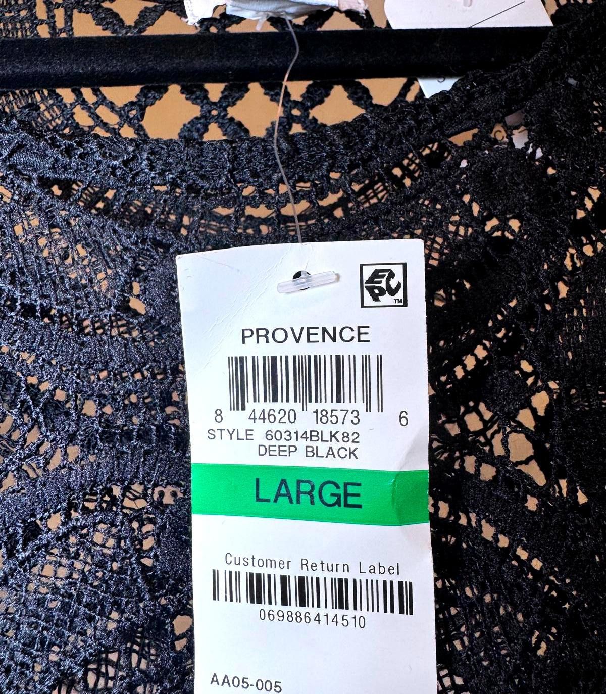 Designer Provence Lace Top - Deep Black, Size Large Size L / US 10 / IT 46 - 3 Thumbnail