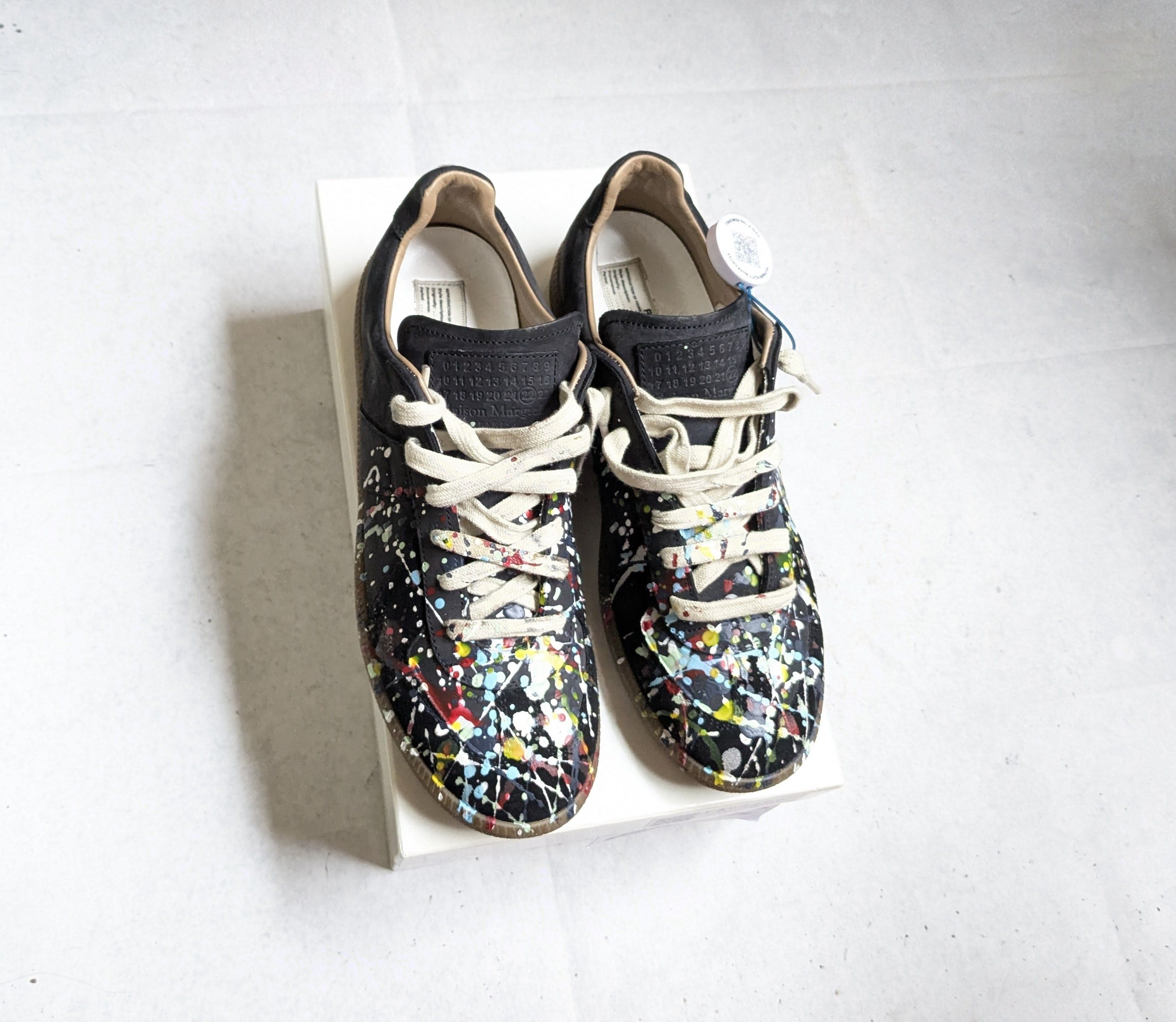 Maison Margiela Maison Margiela GAT Replica Black Paint Splatter 10.5 43.5 Size US 10.5 / EU 43-44 - 1 Thumbnail