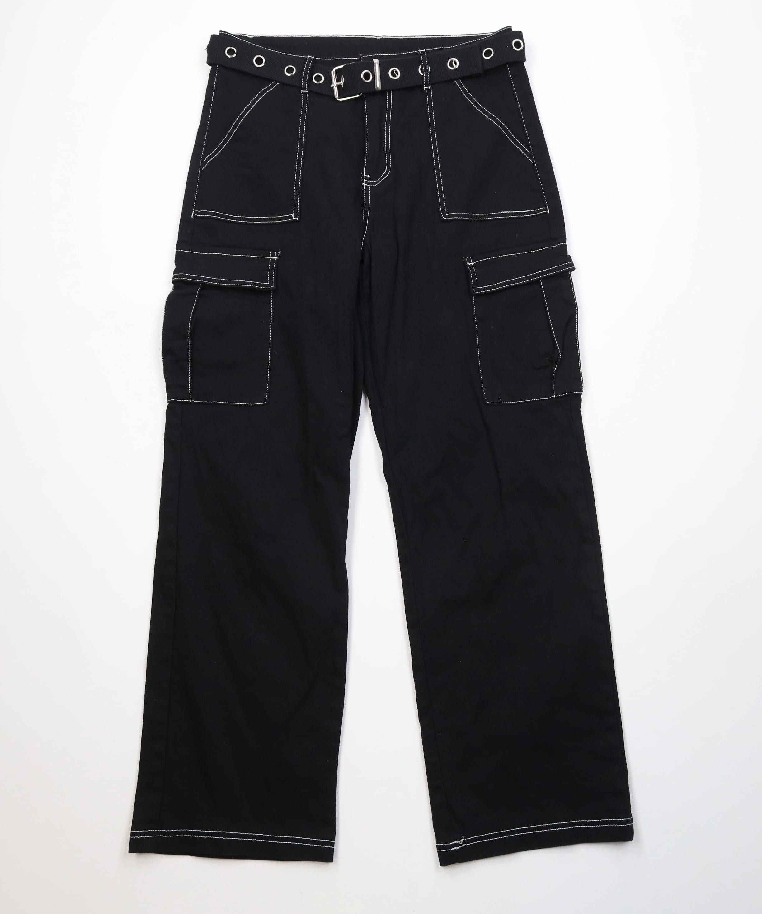 Vintage Vintage 90s Y2K Babydoll Goth Wide Leg Cargo Jeans Black Size 32" / US 10 / IT 46 - 1 Thumbnail
