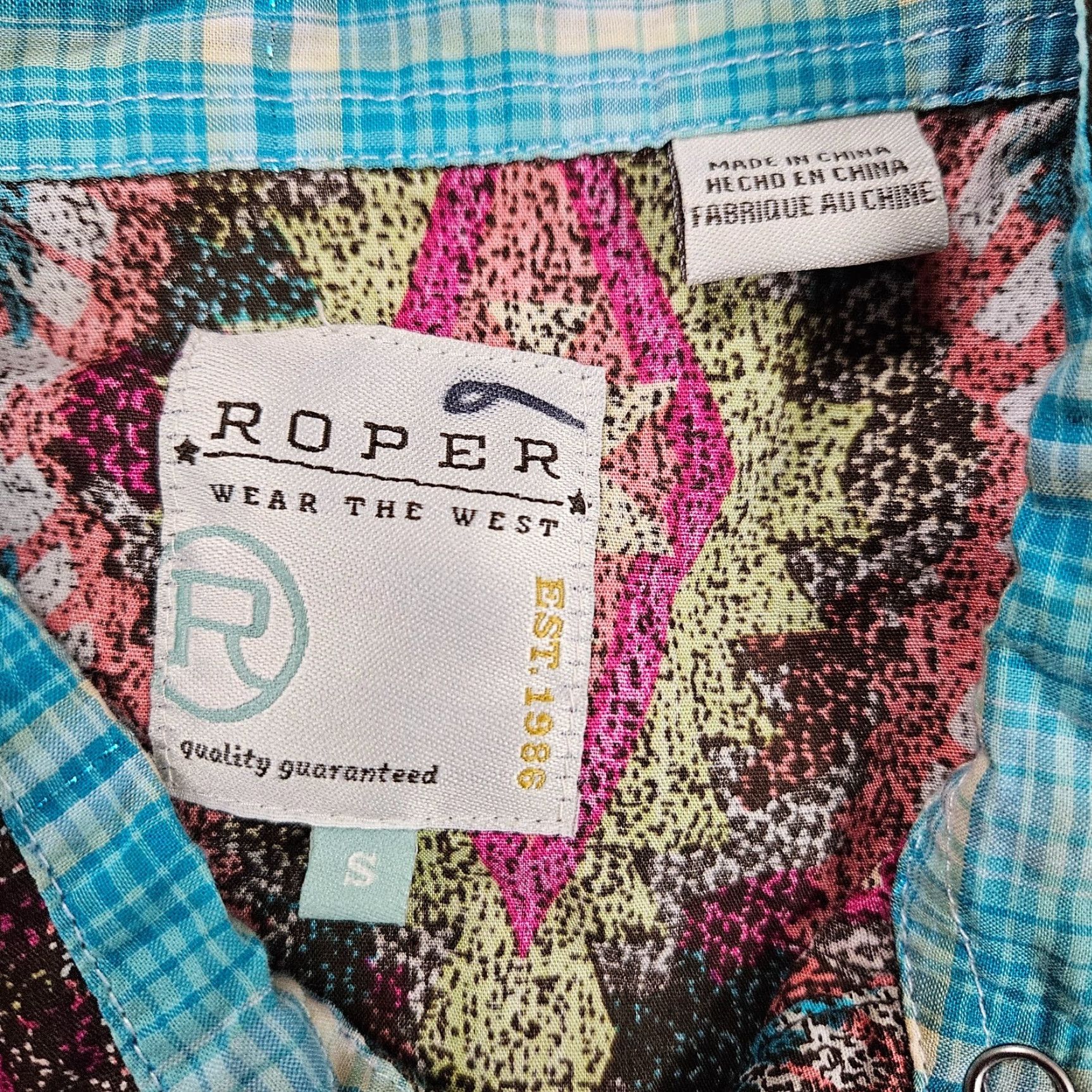 Roper Roper Shirt Womens Pearl Snap Long Sleeve Cotton Size Small Pink Brown Multicolor Size S / US 4 / IT 40 - 6 Thumbnail