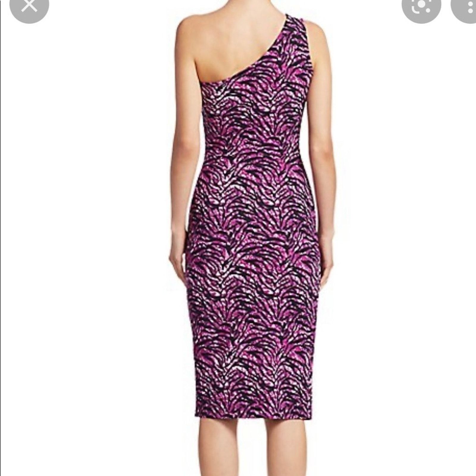 Chiara Boni Chiara Boni One Shoulder Purple Zebra Bodycon Dress 8 Size M / US 6-8 / IT 42-44 - 2 Thumbnail