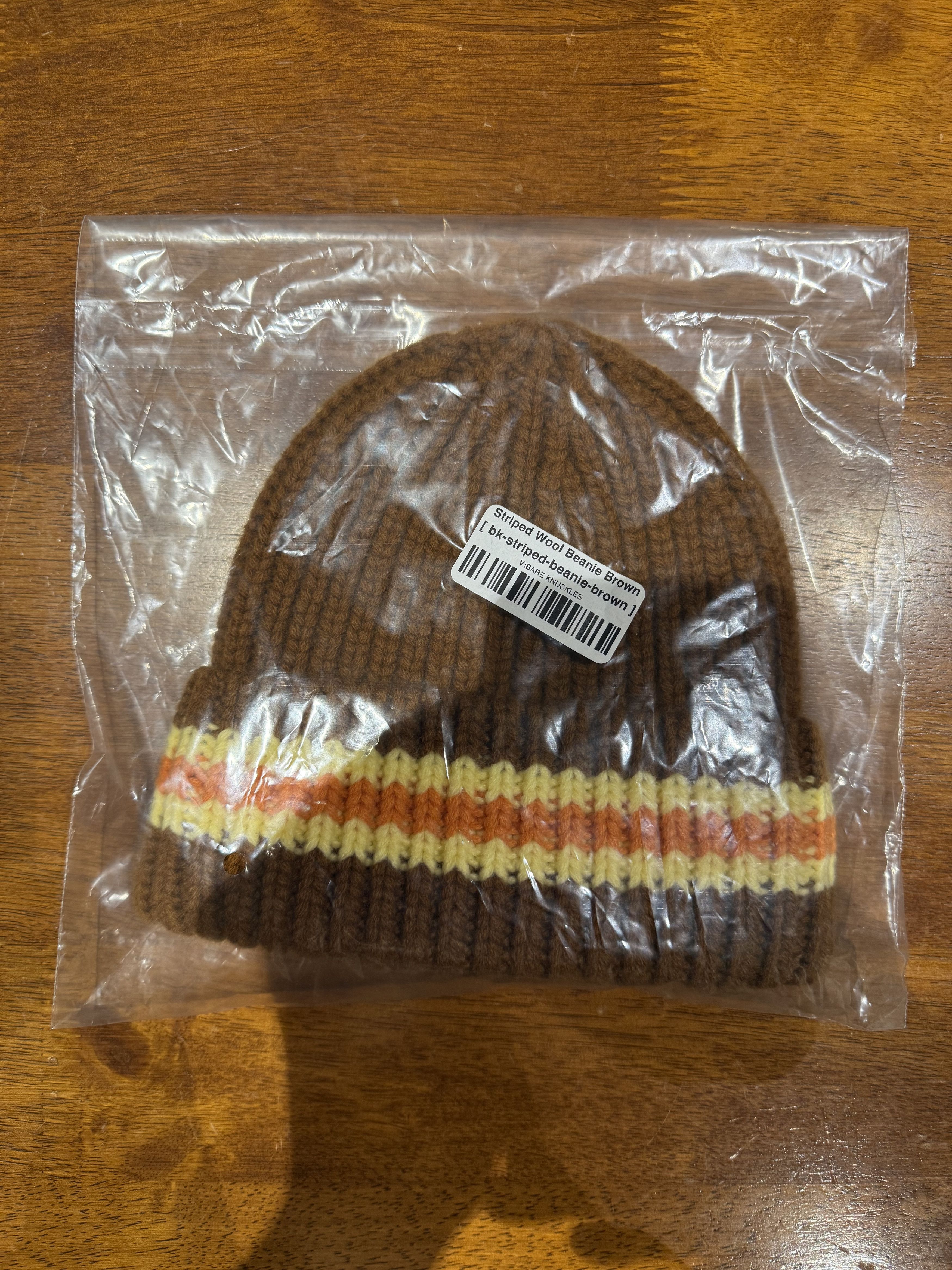 Bare Knuckles 💚 Bare Knuckles Striped 100% Wool Beanie Brown NEW Size ONE SIZE - 8 Thumbnail