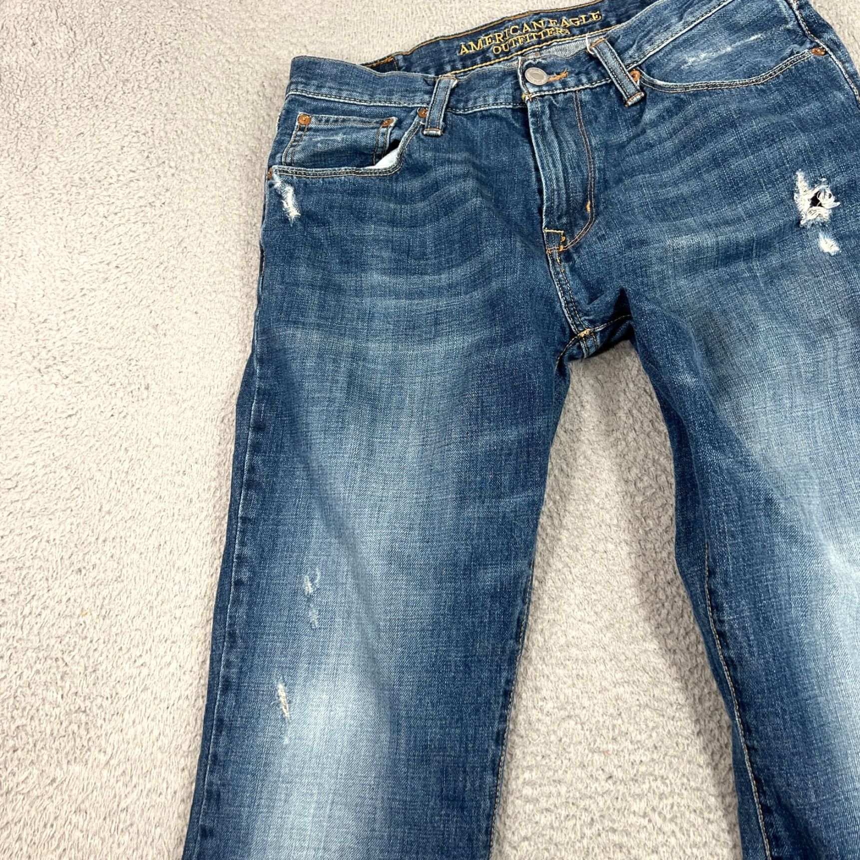 American Eagle Outfitters American Eagle Jeans Mens 32x34 Blue Original Straight Dark Wash Denim Shirt? Size US 32 / EU 48 - 6 Thumbnail