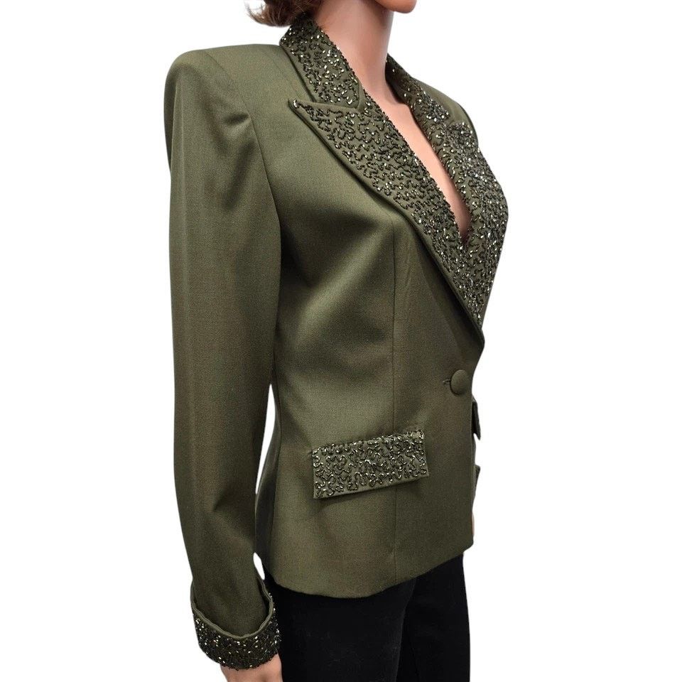 Vintage NWOT Miss Baker Beaded Blazer Jacket Pure Wool Embellished M Size M / US 6-8 / IT 42-44 - 6 Thumbnail