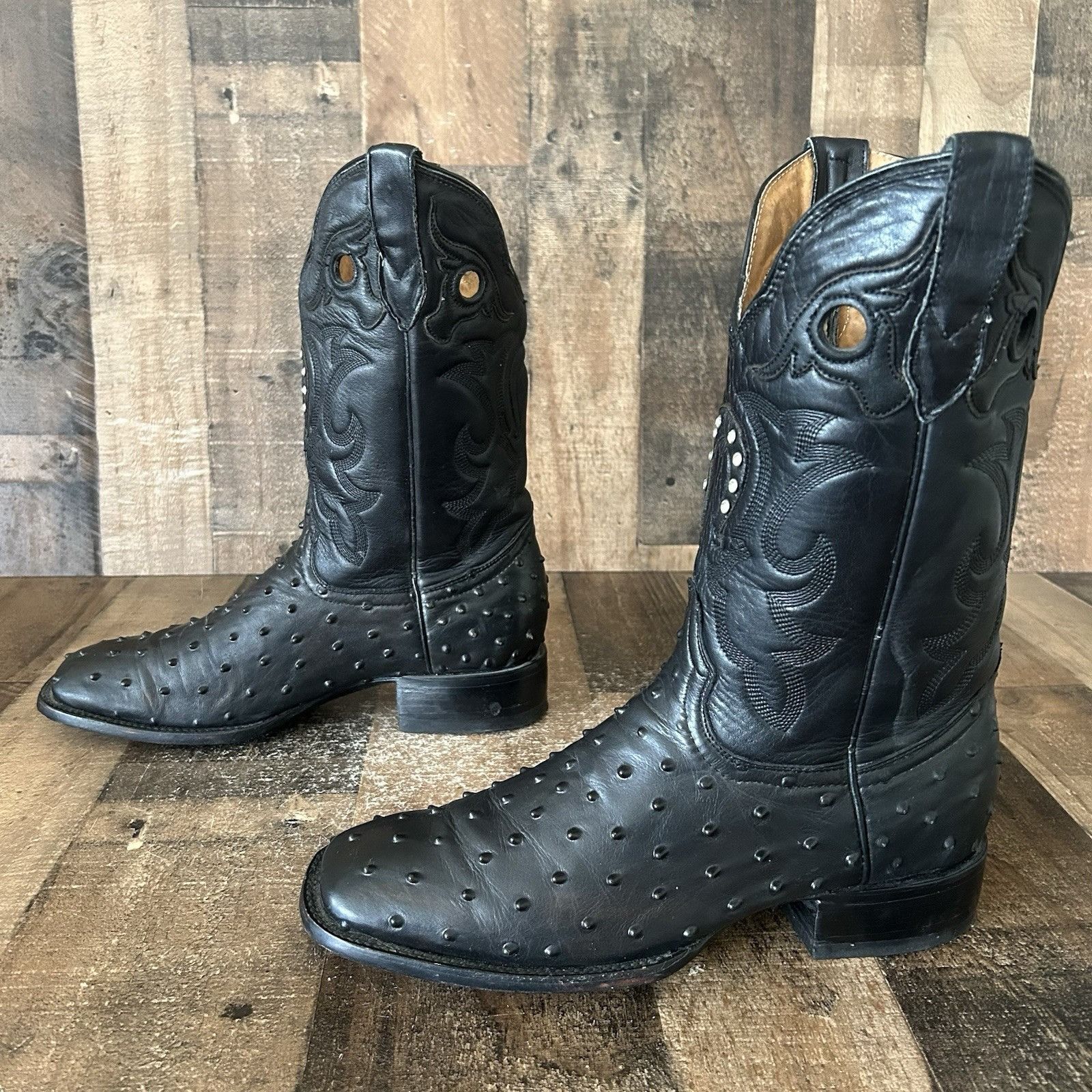Vintage El General Ostrich Print Square Toe Cowboy Boots Mens 9.5 Size US 9.5 / EU 42-43 - 11 Thumbnail