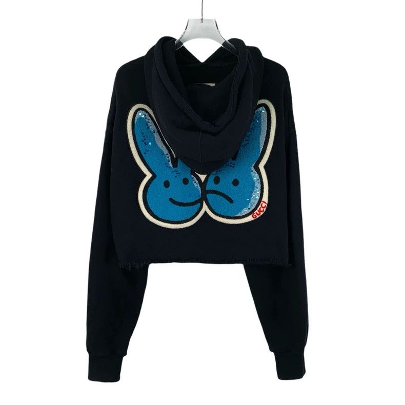 Gucci Gucci 23 black logo rabbit embroidered cotton hooded long-s Size US M / EU 48-50 / 2 - 2 Thumbnail