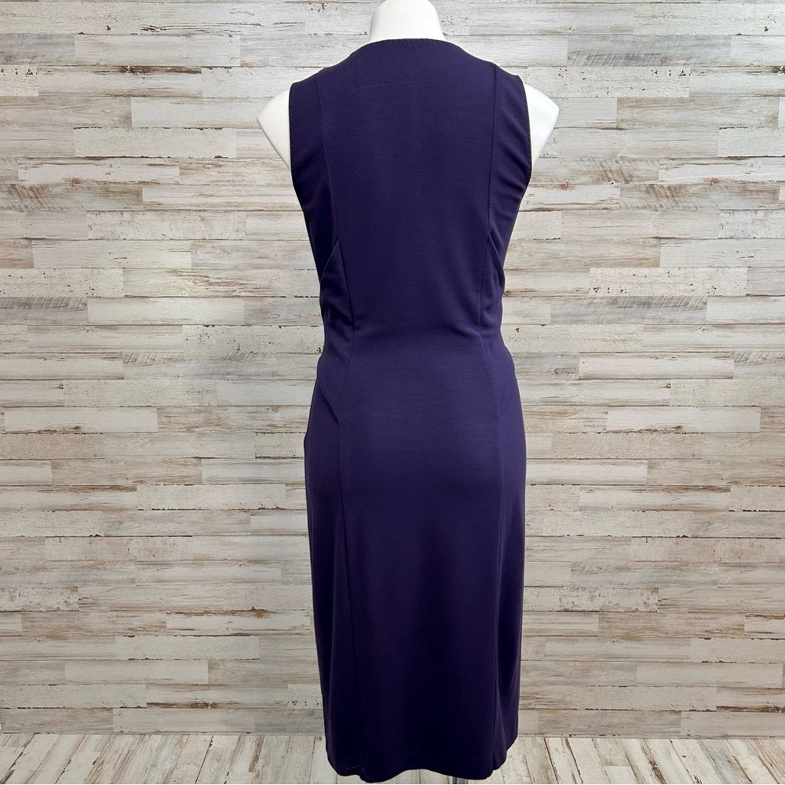 Elie Tahari Elie Tahari Sleeveless Stretch Knit Sheath Dress Purple Sz S Size S / US 4 / IT 40 - 8 Thumbnail