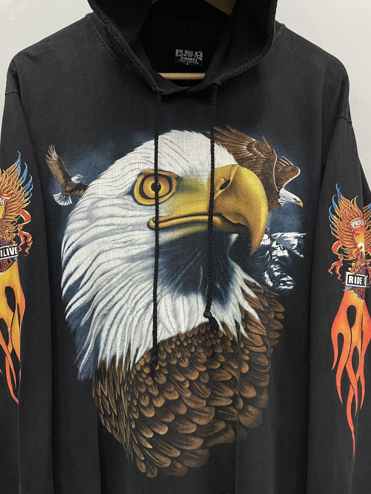 Harley Davidson Harley Davidson flames 3D Black Hoodie Ride to live Style Size US M / EU 48-50 / 2 - 2 Thumbnail