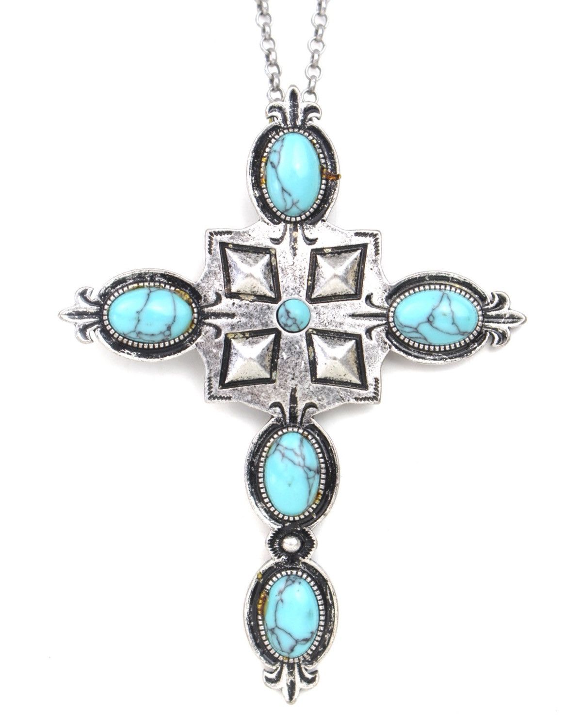 Vintage SS2015 MOUSSY TURQUOISE STYLE CROSS PENDANT NECKLACE Size ONE SIZE - 1 Thumbnail