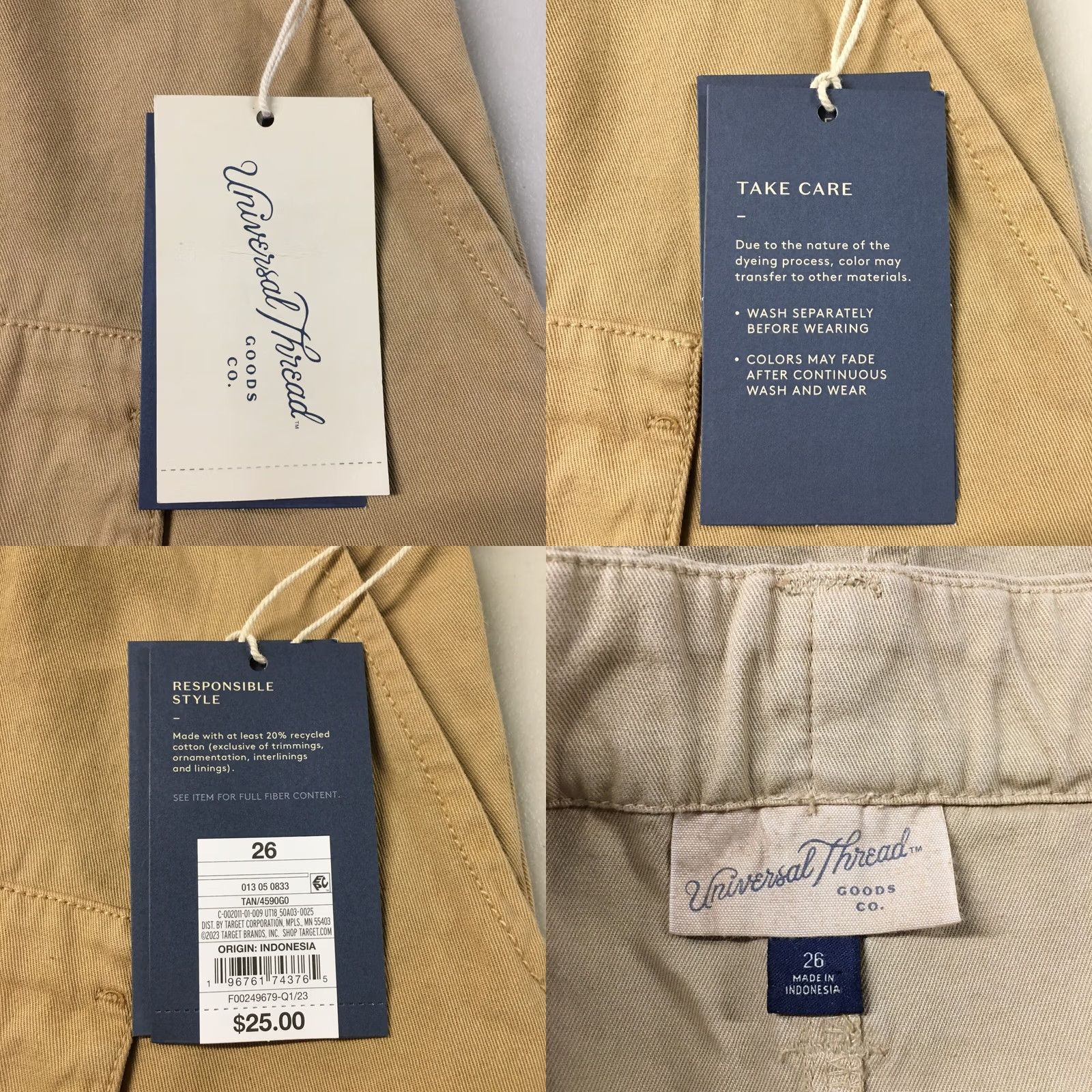 Vintage Universal Thread A-Line Mini Skirt Womens 26 Beige Pocket Zip NEW Size 26" / US 2 / IT 38 - 10 Thumbnail