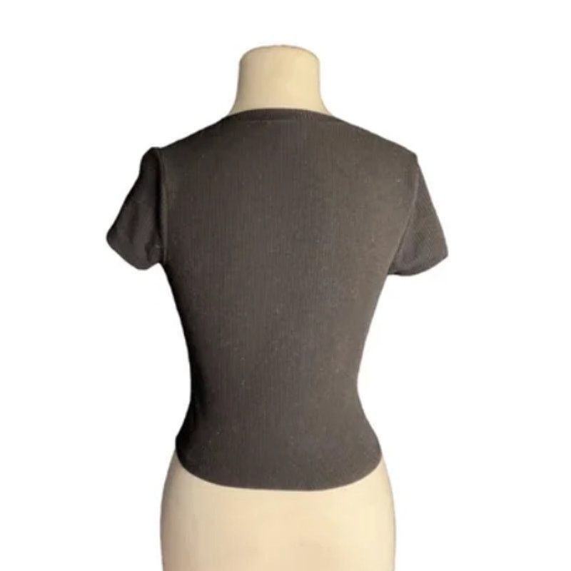 Other Full Tilt Ribbed V-Neck Crop Tee Black Size M Stretch Size M / US 6-8 / IT 42-44 - 7 Thumbnail