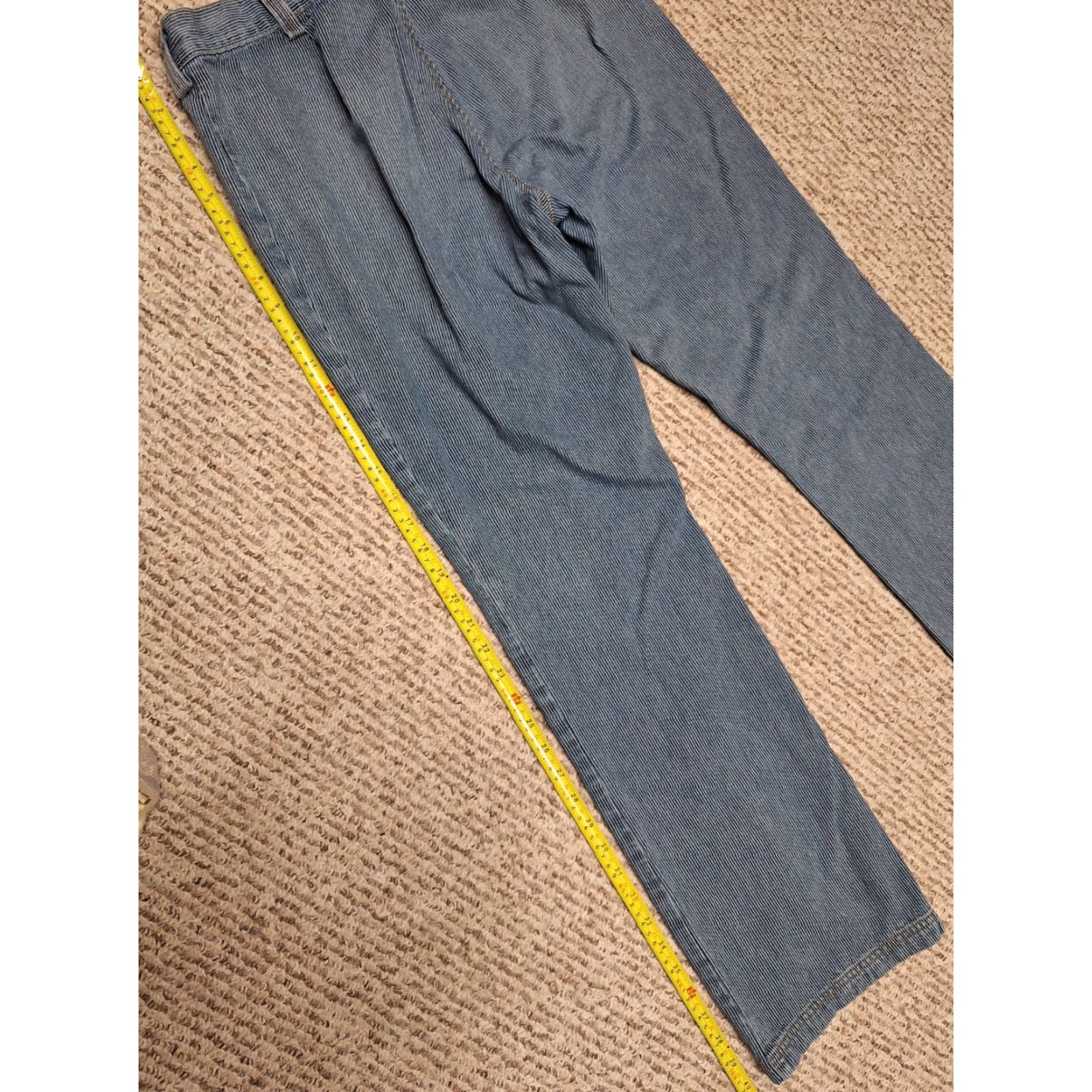 Vintage OshKosh B'gosh Womens Pants 8R Blue Railroad Striped Pants Front Pockets Button Fly Classic Fit Casual Size 30" / US 8 / IT 44 - 6 Thumbnail