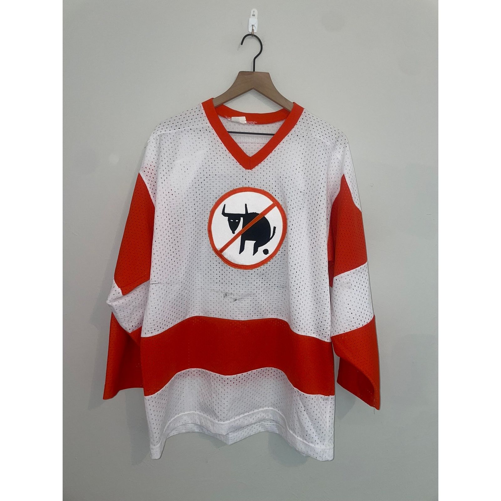 Vintage Vintage Hockey Jersey Opti No Bull #18 White Stained LS VTG Size US L / EU 52-54 / 3 - 1 Thumbnail