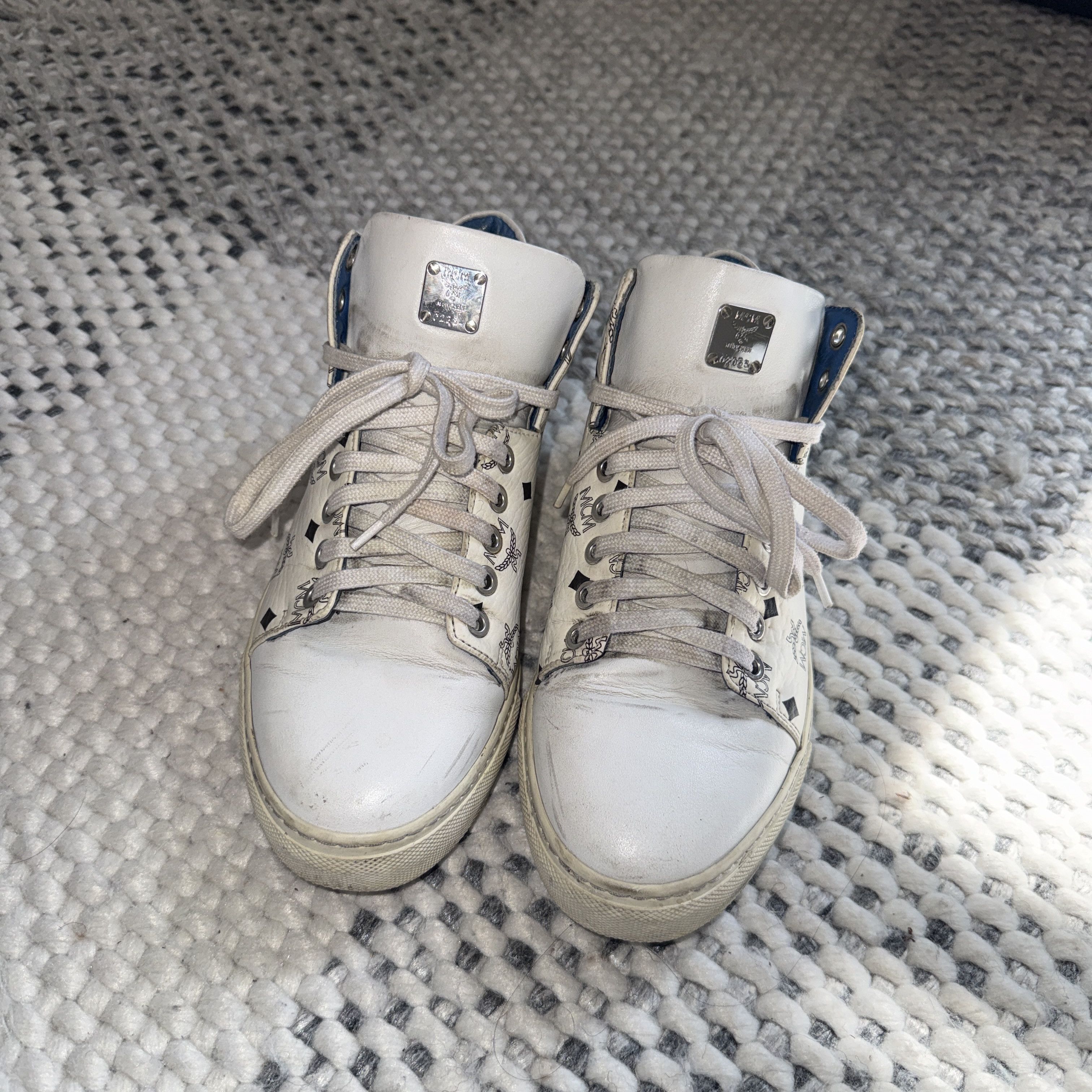 MCM MCM Carryover Mid Visetos Pebbled Leather Sneakers Size US 7 / IT 37 - 5 Thumbnail