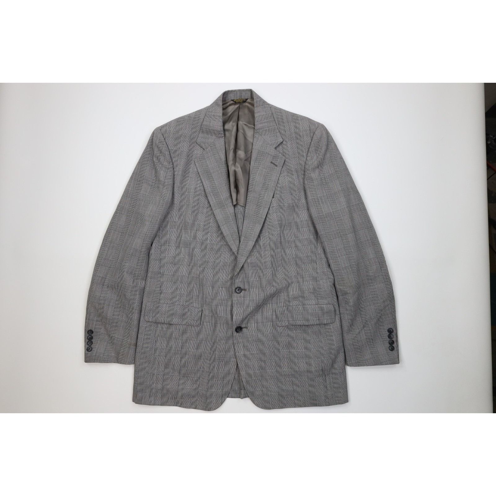 Vintage Vintage 70s Palm Beach 2 Piece Wool Suit Wedding Houndstooth Size 44L - 2 Thumbnail