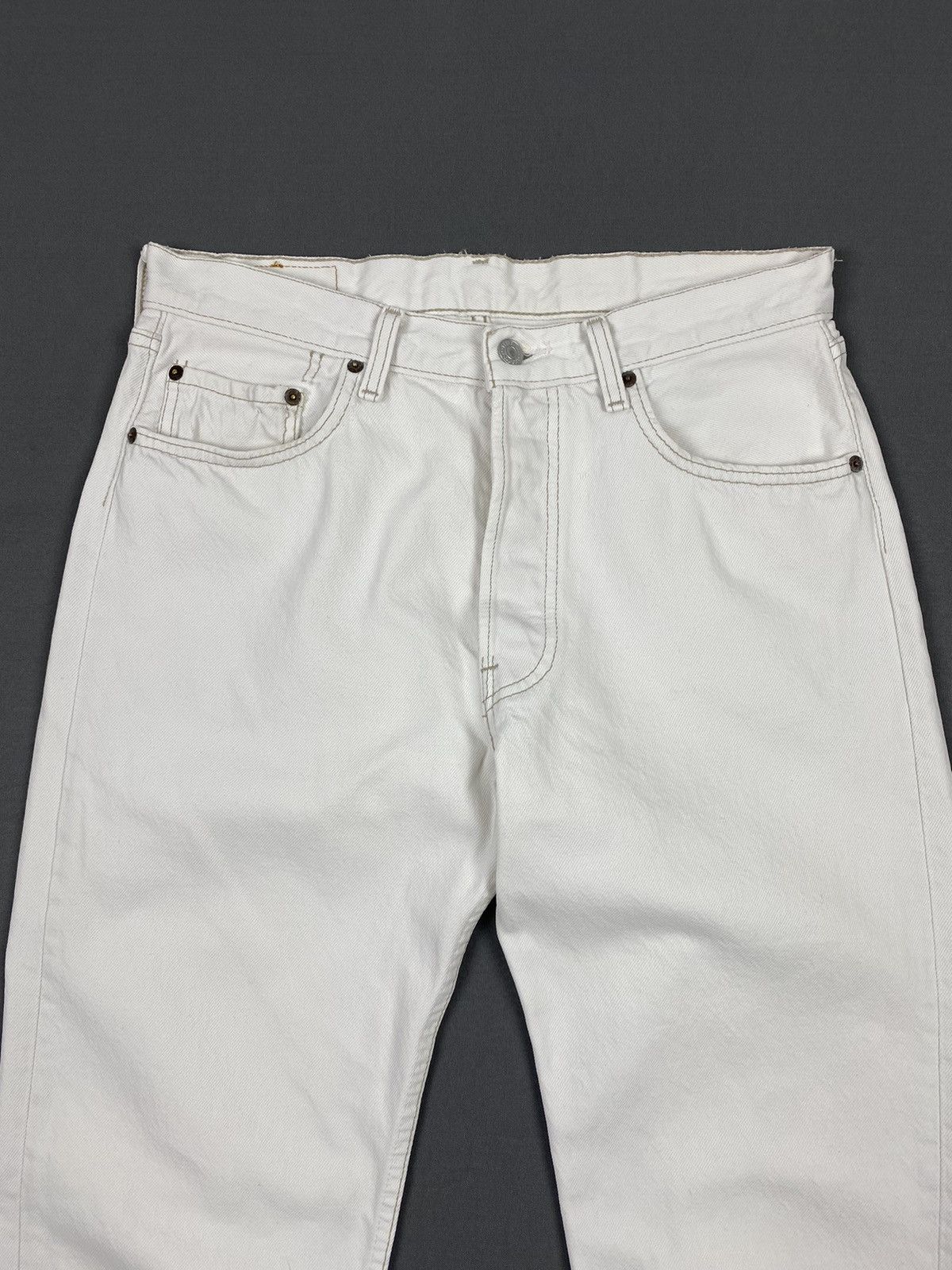 Levi's 1990’s Vintage Levi’s 501 USA Made White Denim Pants 32X32 Size US 31 - 4 Thumbnail