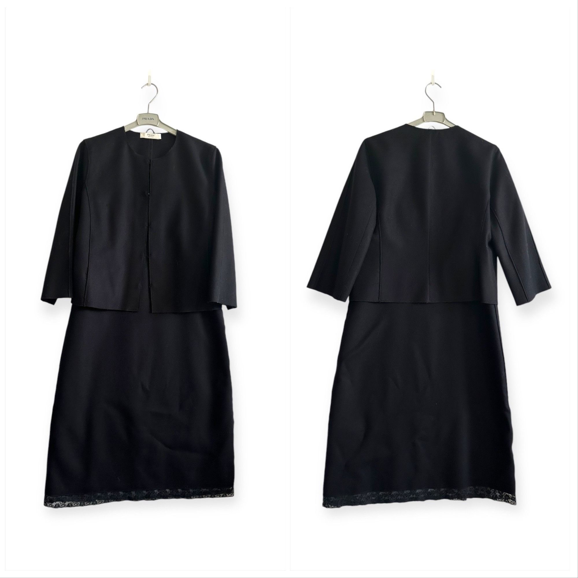 Prada Prada Archival F/W 2005 Runway Black Wool Collarless Jacket Size M / US 6-8 / IT 42-44 - 17 Thumbnail