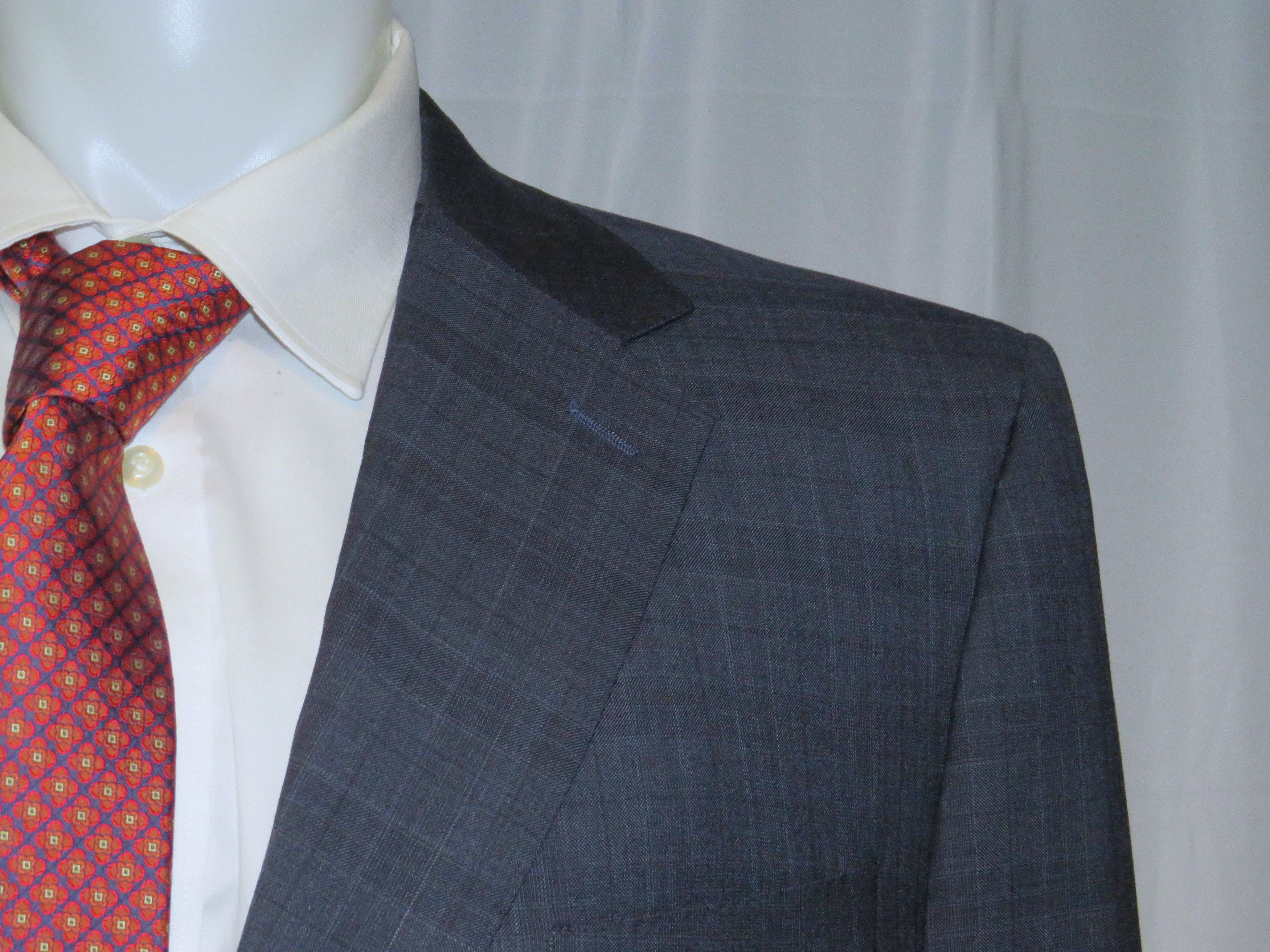Canali Super 150 Brown Label Blue Plaid Two Button Sui Size 50L - 7 Thumbnail