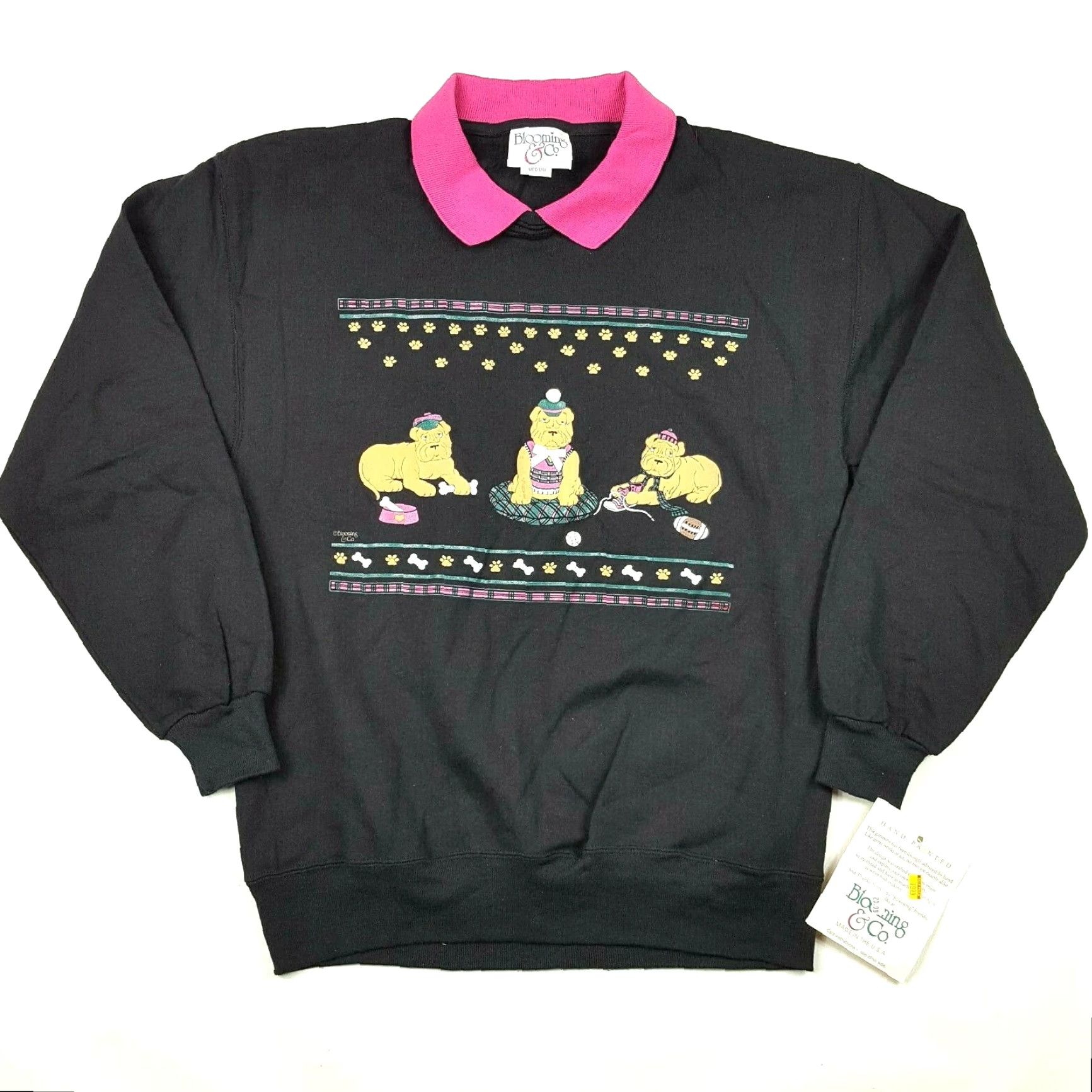 Vintage VINTAGE Blooming & Co Golf Dog Sweatshirt Shirt Mens Crewneck 80s Collared Pullover Knit Cotton Black Regular Size M Size US M / EU 48-50 / 2 - 2 Thumbnail
