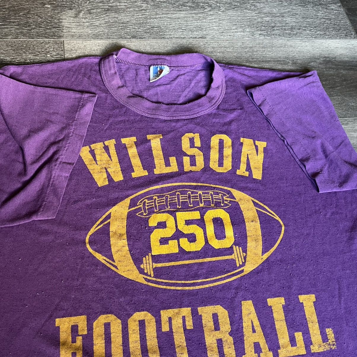 Russell Athletic × Vintage Vintage 1980s Russell Athletic Wilson Football Logo Tee 250 Size US L / EU 52-54 / 3 - 3 Thumbnail
