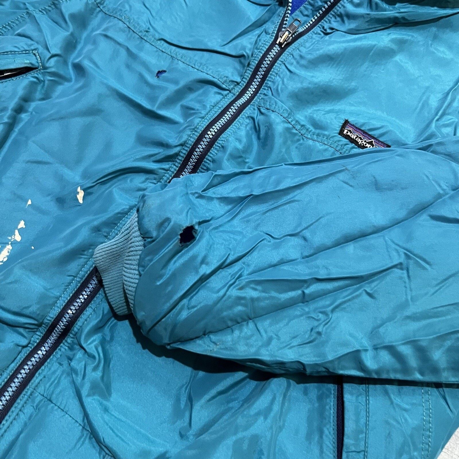 Patagonia VTG Patagonia Blue Synchilla Lined Teal Bomber Jacket WORN Size US L / EU 52-54 / 3 - 5 Thumbnail