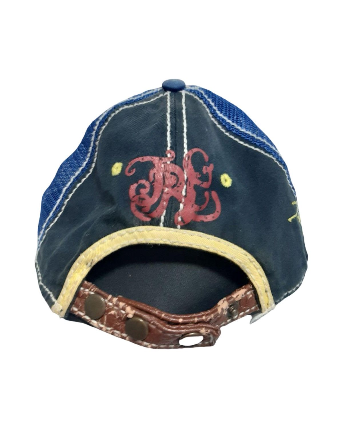 True Religion Sunshine Distressed Sashiko Stitched Base Ball Cap Size ONE SIZE - 4 Thumbnail