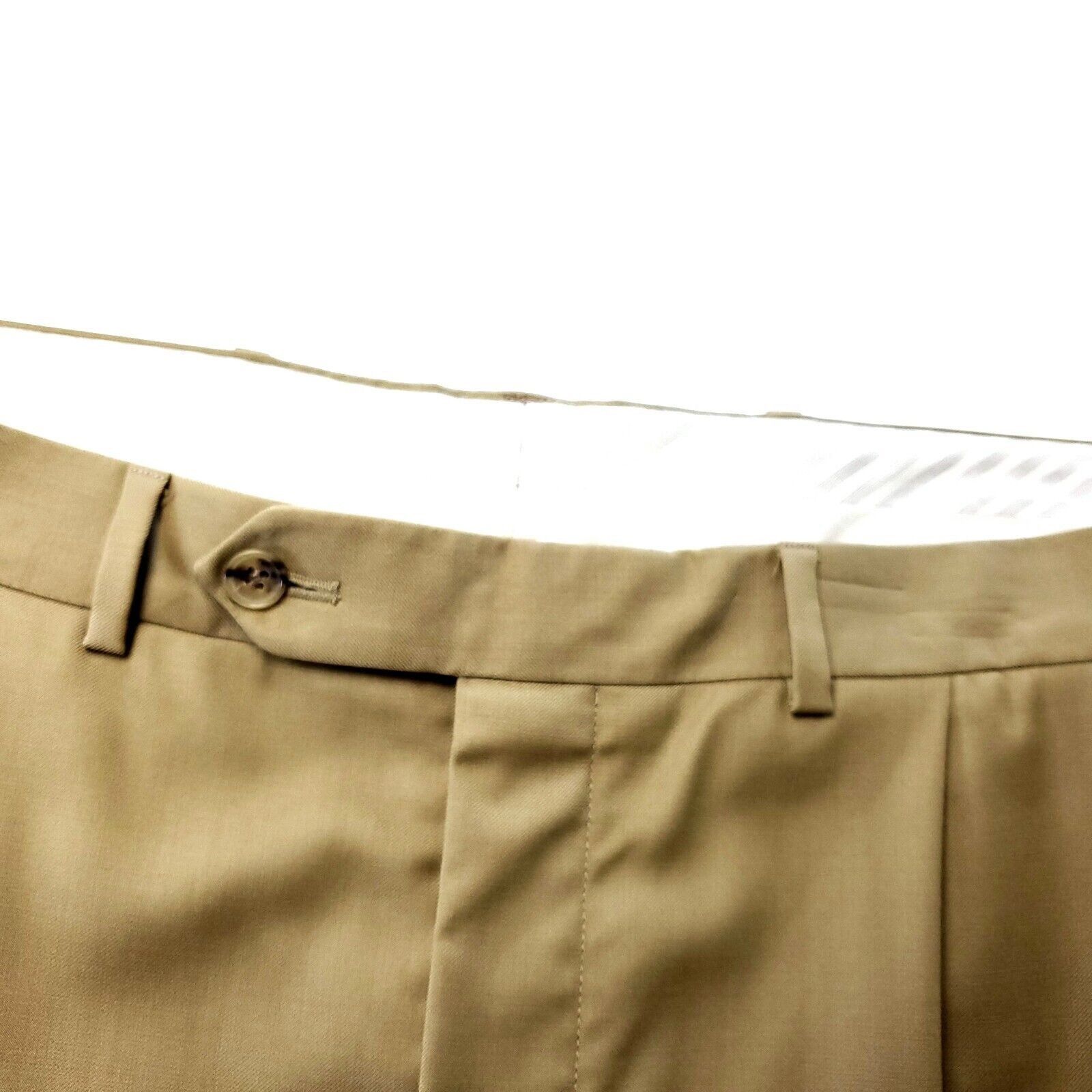 Samuelsohn Samuelsohn Wool Dress Pants 36/31 Tan Pleated Cuffed Mid Ris Size 36R - 2 Thumbnail