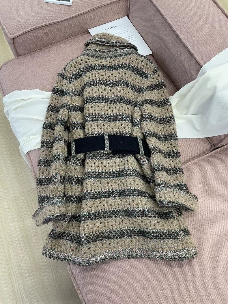 Chanel Chanel Striped color-blocked knitted tie-up jacket Size S / US 4 / IT 40 - 3 Thumbnail