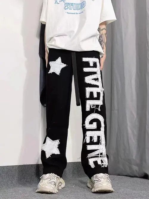 Other High street black letter patch workwear casual trousers Size US 32 / EU 48 - 6 Thumbnail