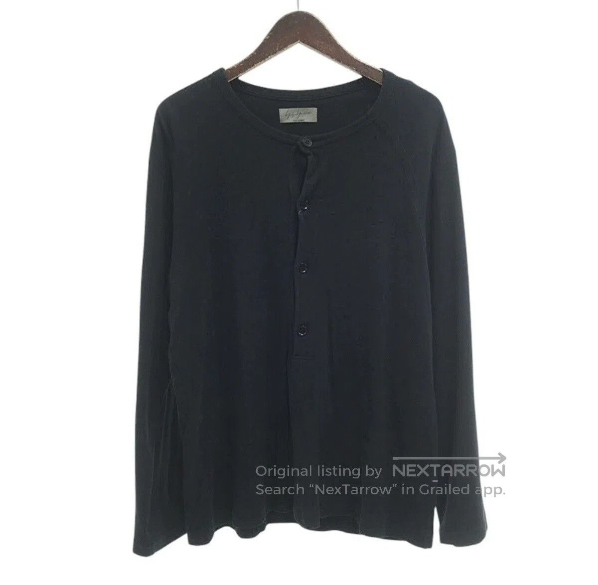 Yohji Yamamoto YOHJI YAMAMOTO 12SS Men's Black Cotton Henley Knit. Size US L / EU 52-54 / 3 - 1 Thumbnail