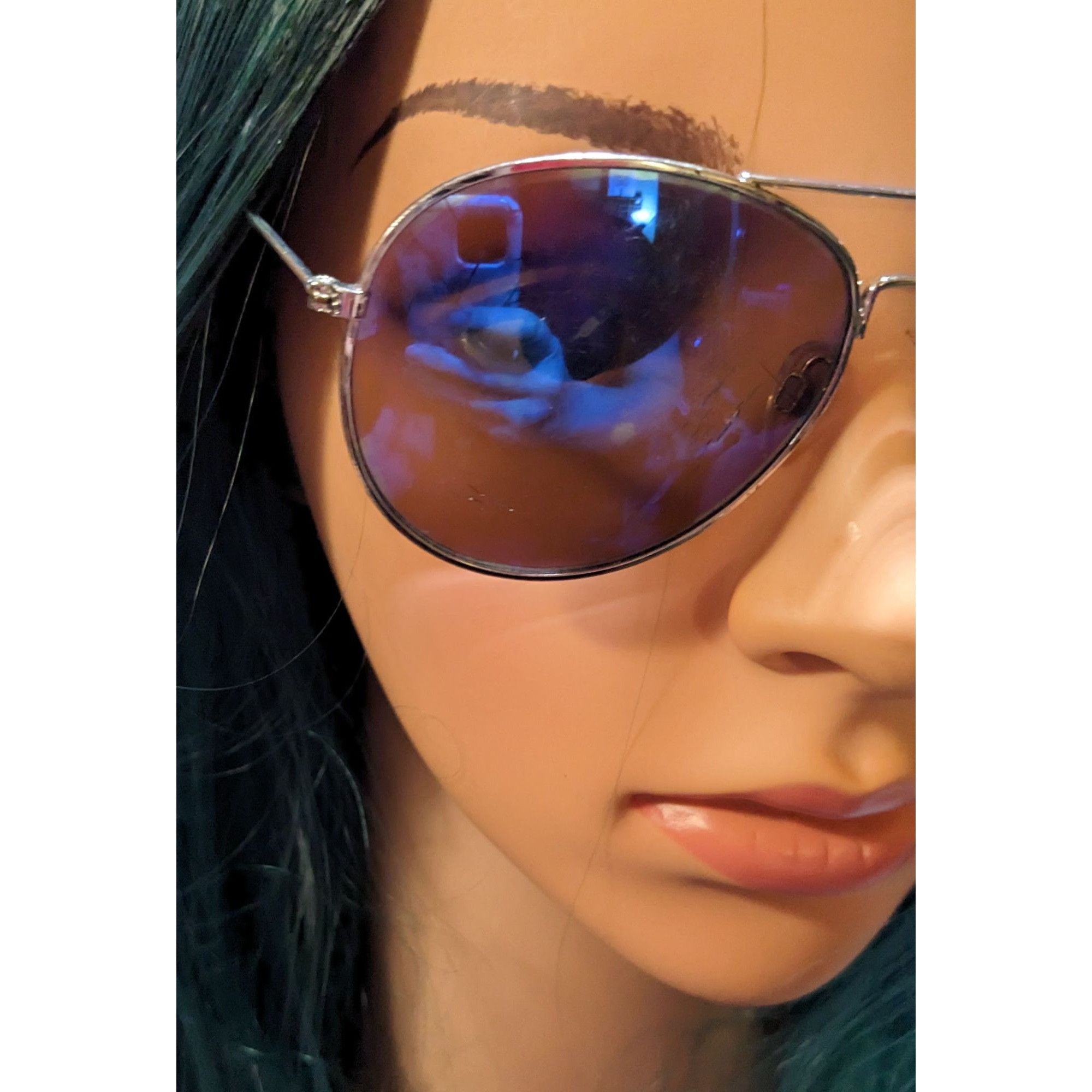 H&M H&M Silver Frame Blue Mirror Aviator Sunglasses Size ONE SIZE - 8 Thumbnail