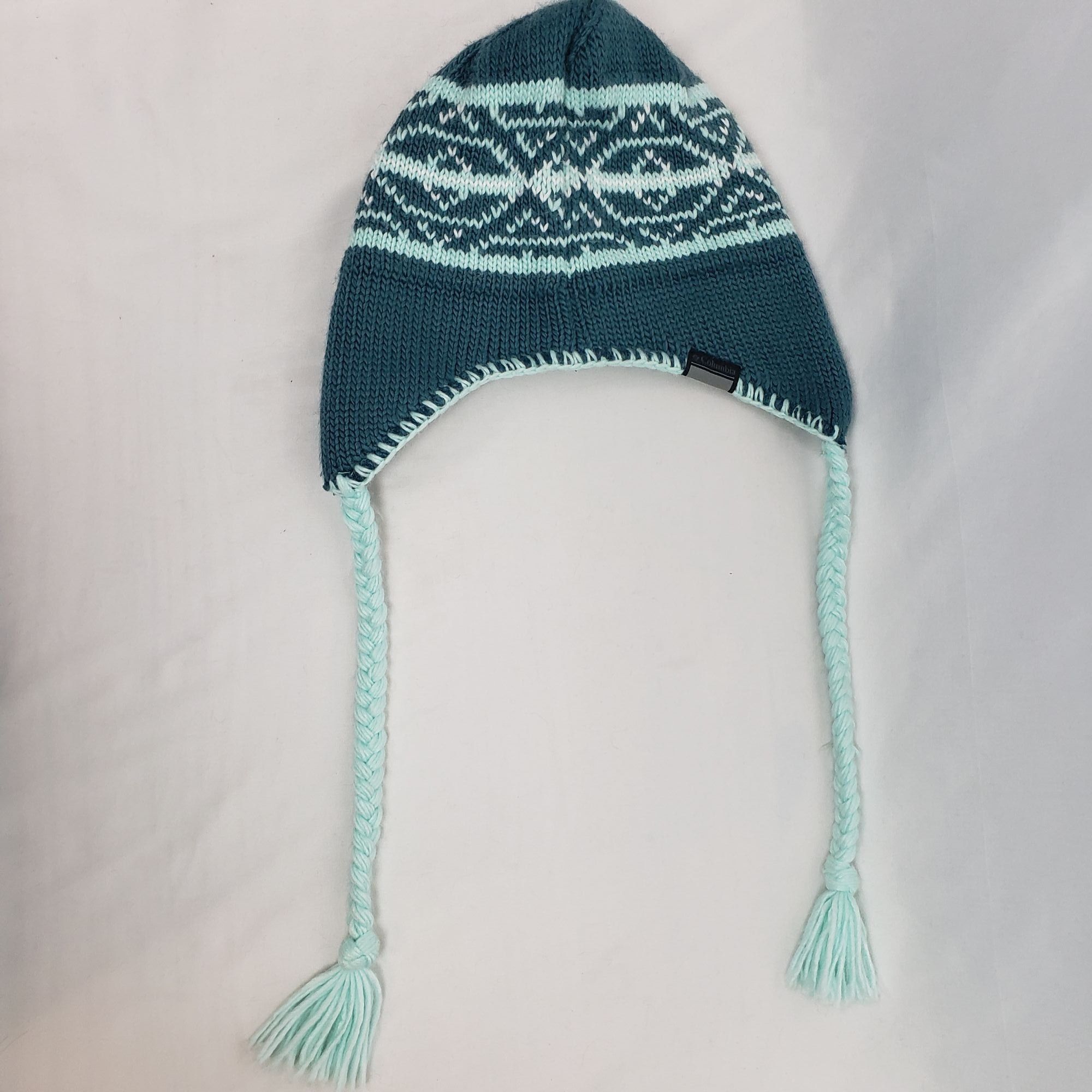 Columbia Columbia Knit Winter Ski Teal/White Hat w/Tassels Unisex Size ONE SIZE - 3 Thumbnail