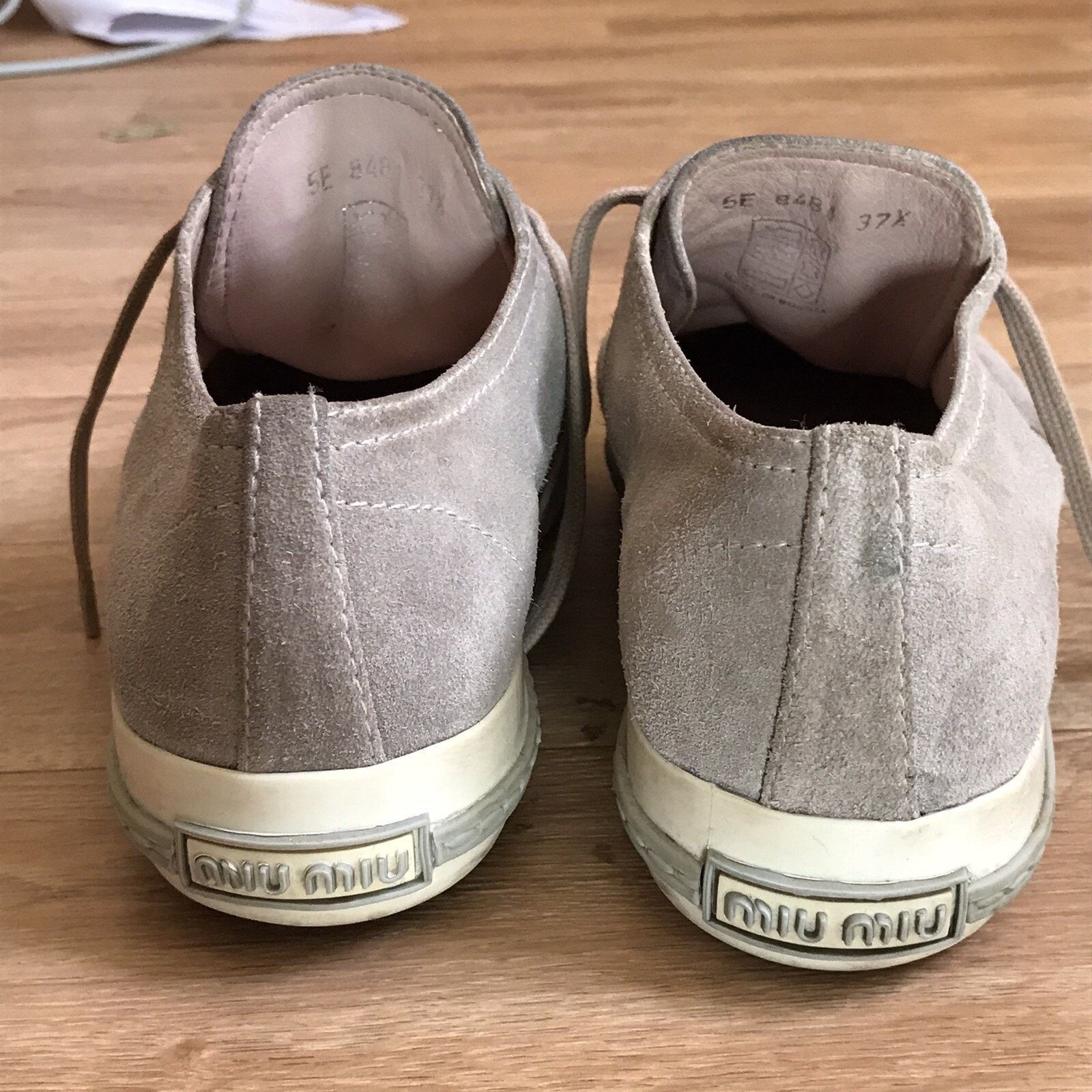 Miu Miu MIU MIU Womens Sneakers Suede Leather Shoes Studded Toe Size US 7 / IT 37 - 5 Thumbnail