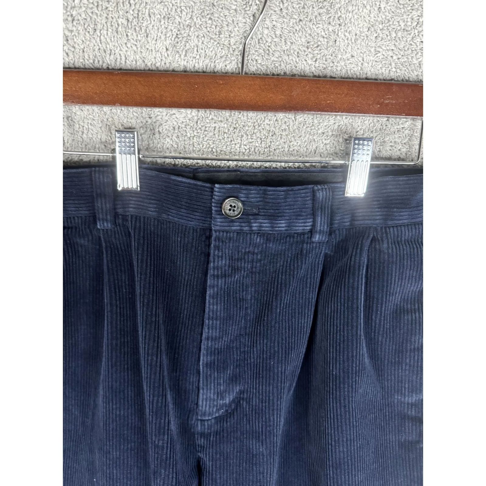 Brooks Brothers Brooks Brothers Elliot Corduroy Dress Pants Mens 35x30 Blue Pleated Cuffed Pockets Front Zip Tie Belt Loop Size US 35 - 4 Thumbnail