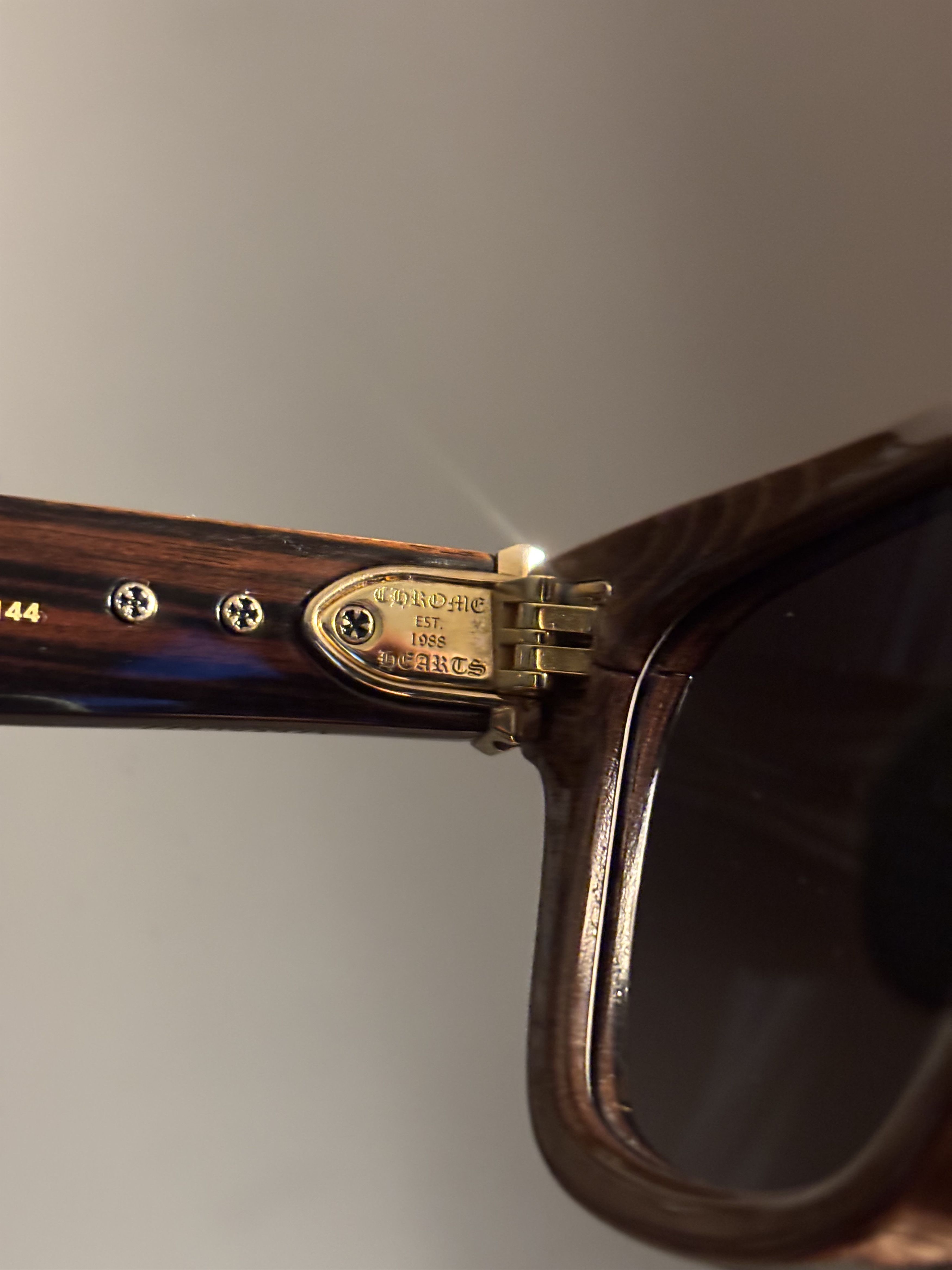 Chrome Hearts Chrome Hearts Lilith Wood Sunglasses WEWE-PV Brown Gold Size ONE SIZE - 4 Thumbnail