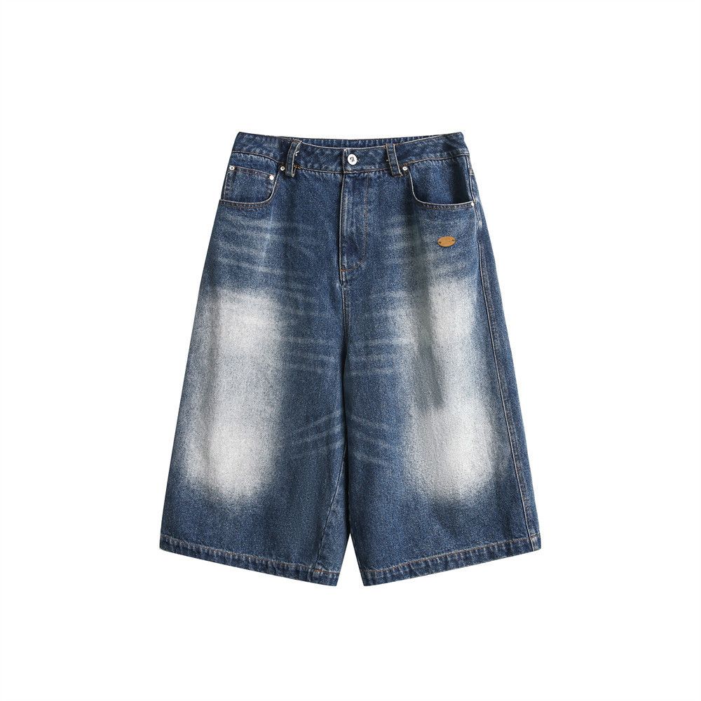 Japanese Brand × Jean Men's loose straight cargo contrast denim shorts Size US 32 / EU 48 - 4 Thumbnail
