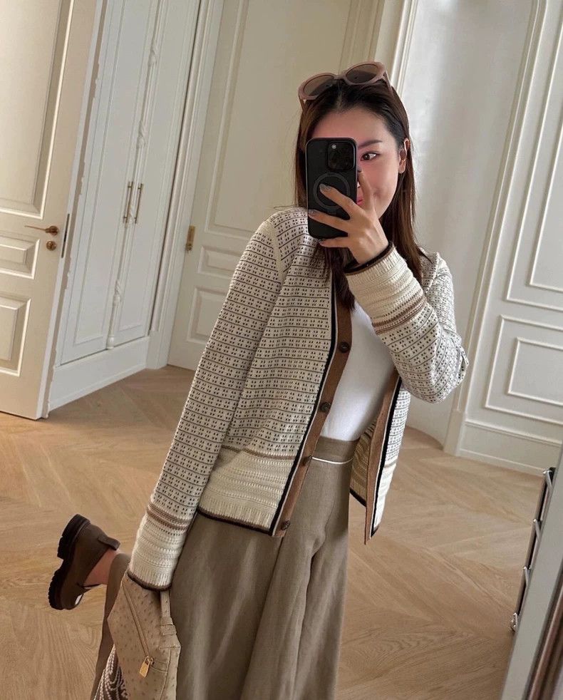 LORO PIANA Small cashmere jacquard sweater cardigan