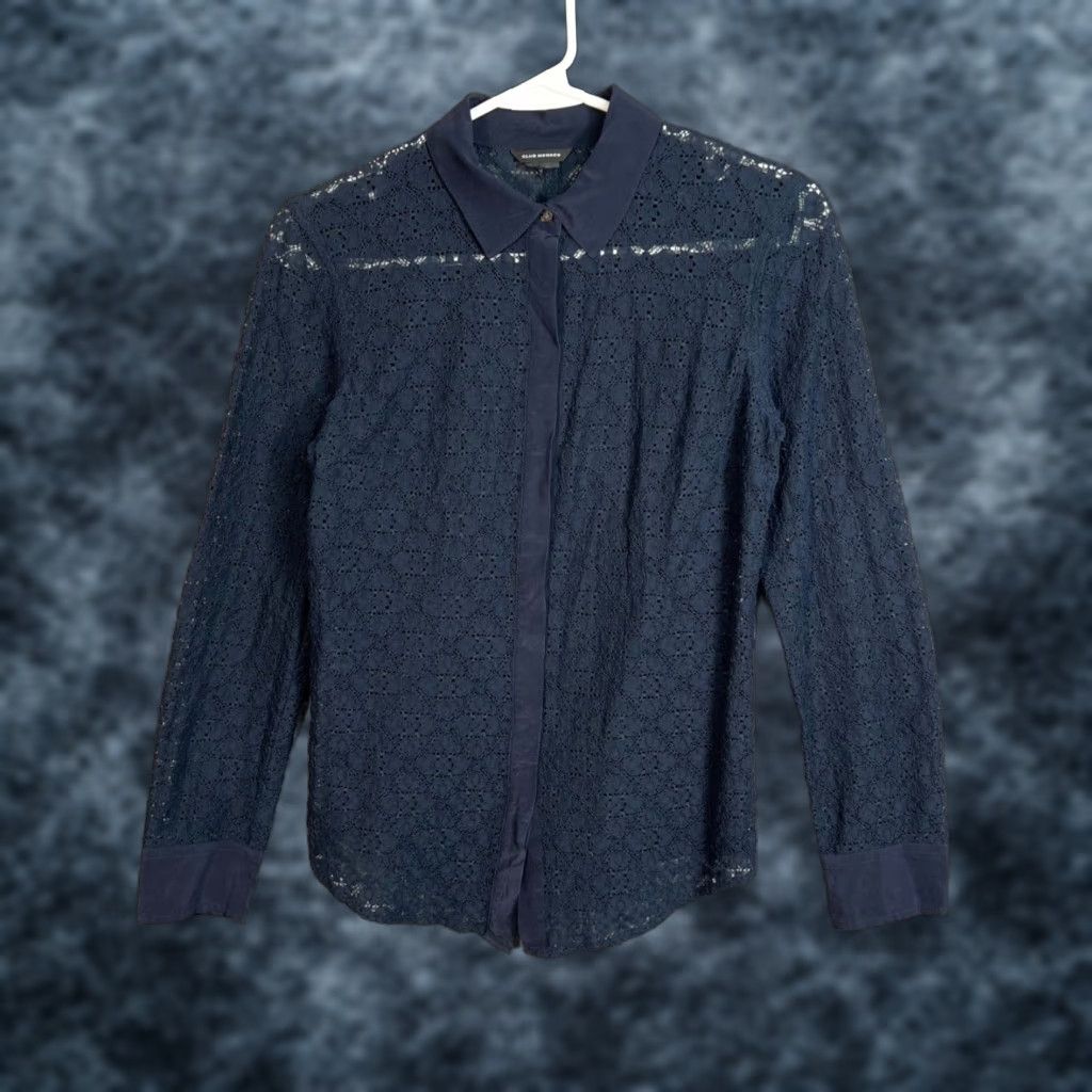 Club Monaco Club Monaco Blouse Womens XS Button-Up Blue Cotton/Silk Blend Shirt Size XS / US 0-2 / IT 36-38 - 1 Thumbnail