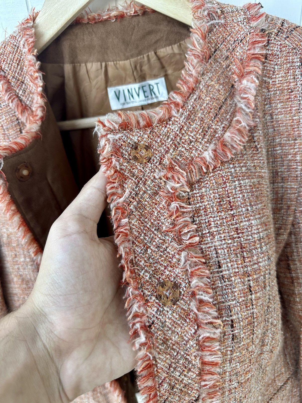 Japanese Brand Vintage Vinvert Tweed Jacket Made In Japan Size M / US 6-8 / IT 42-44 - 10 Thumbnail