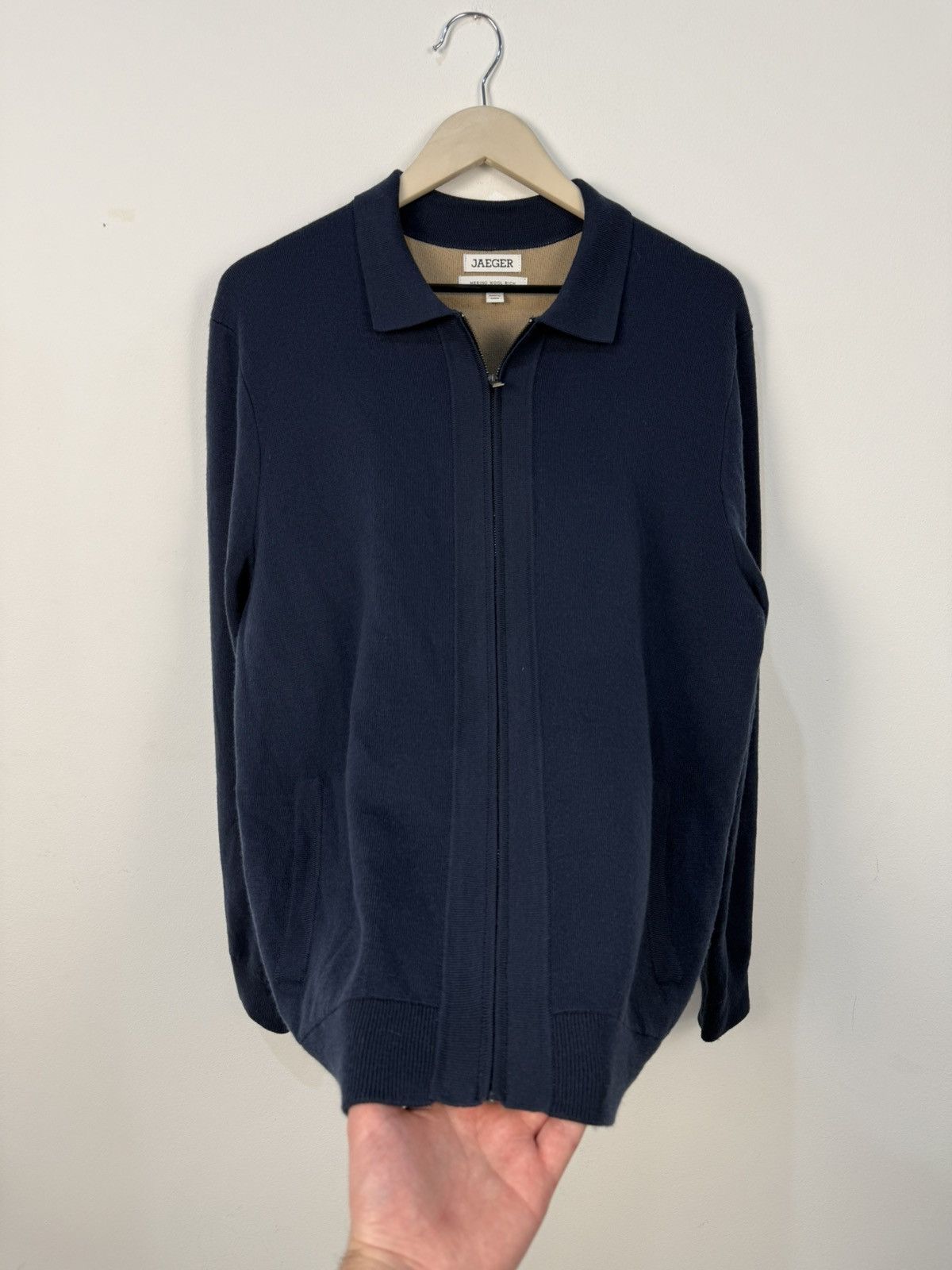 Jaeger Jaeger Blue Wool Zip Sweathirt Size US L / EU 52-54 / 3 - 4 Thumbnail