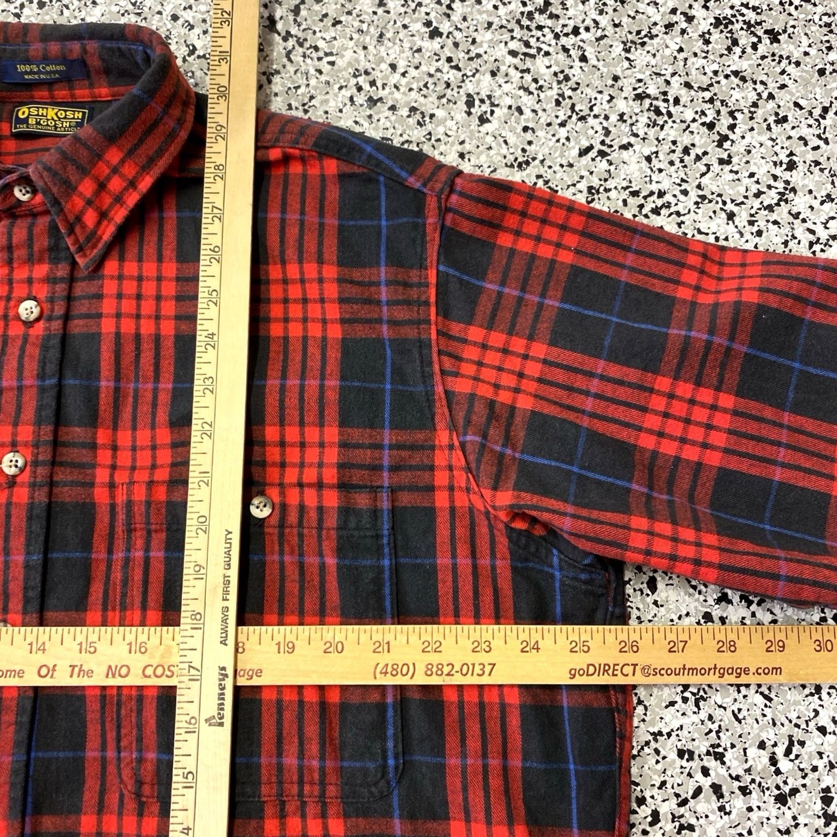 Vintage VINTAGE OshKosh B Gosh Flannel Plaid Button-Down Up Shirt XL Mens Red Size US XL / EU 56 / 4 - 2 Thumbnail