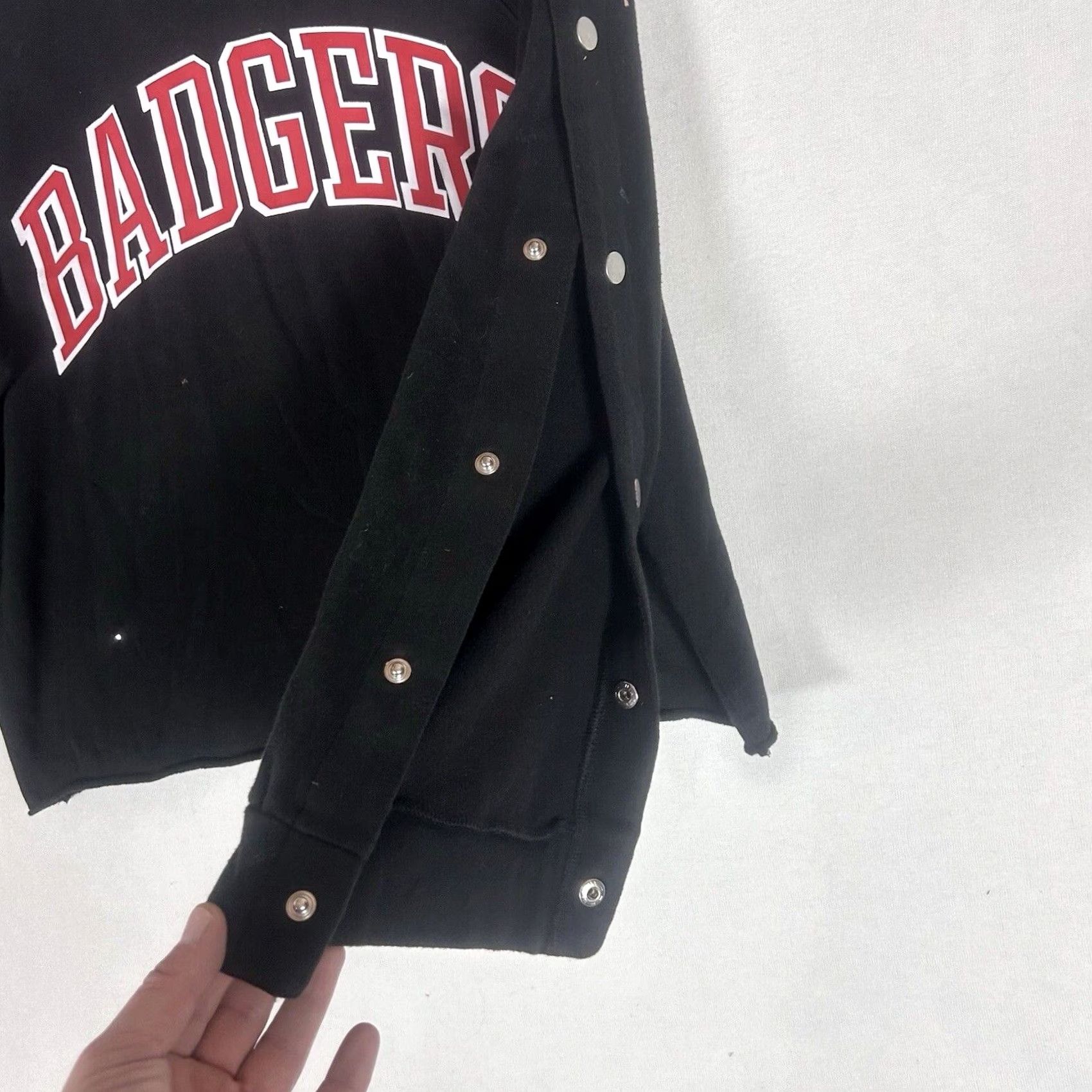 Pinko PINK Wisconsin Badgers Sweatshirt Womens Small Black Snap Button Sleeves Casual Size S / US 4 / IT 40 - 4 Thumbnail